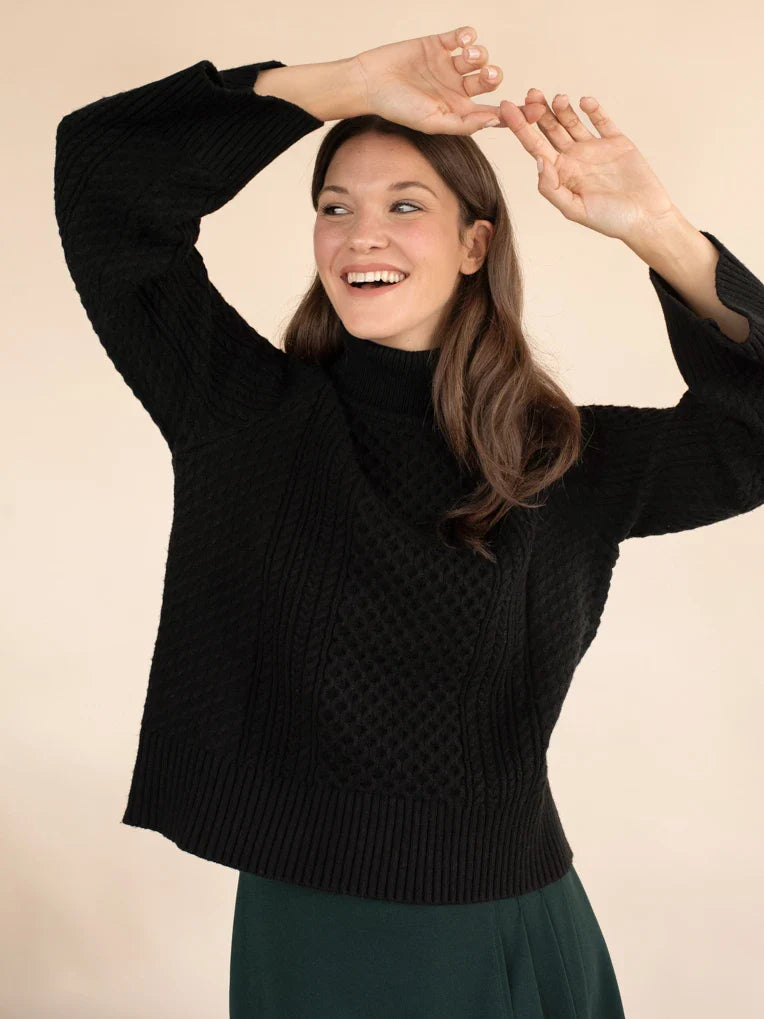 Hilda Black Cable Knit Sweater Top