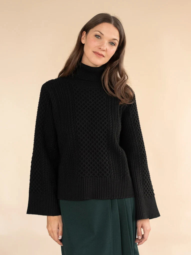 Hilda Black Cable Knit Sweater Top