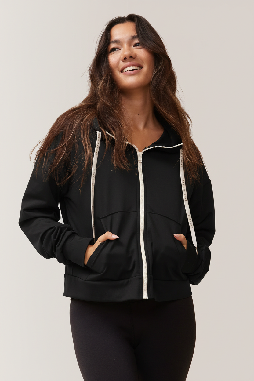 Hoodie Dreamer MicroPolar Noir - Rose Boréal