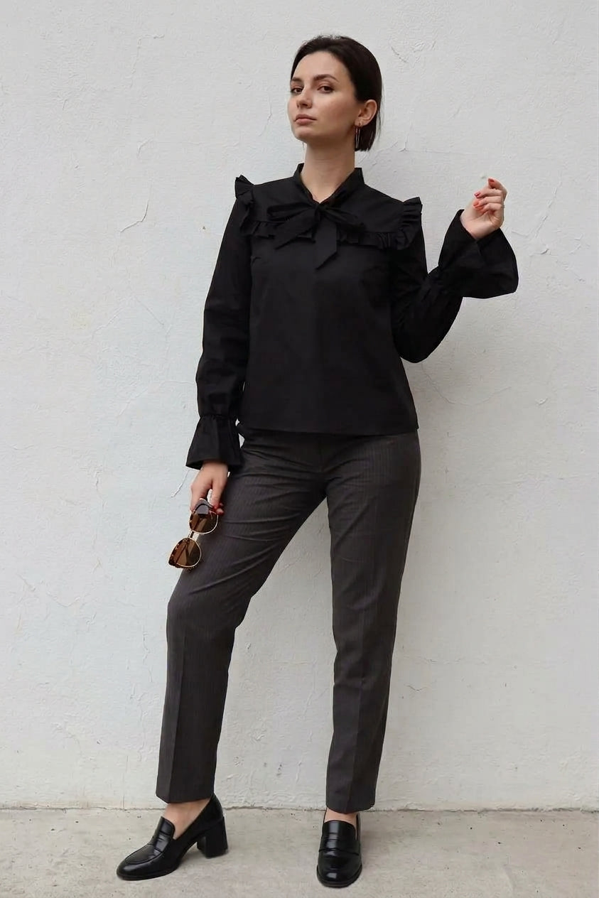 Haut noir avec plastron - Annabelle