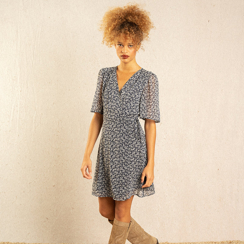 Robe Impériale Portefeuille - Bleu Marine