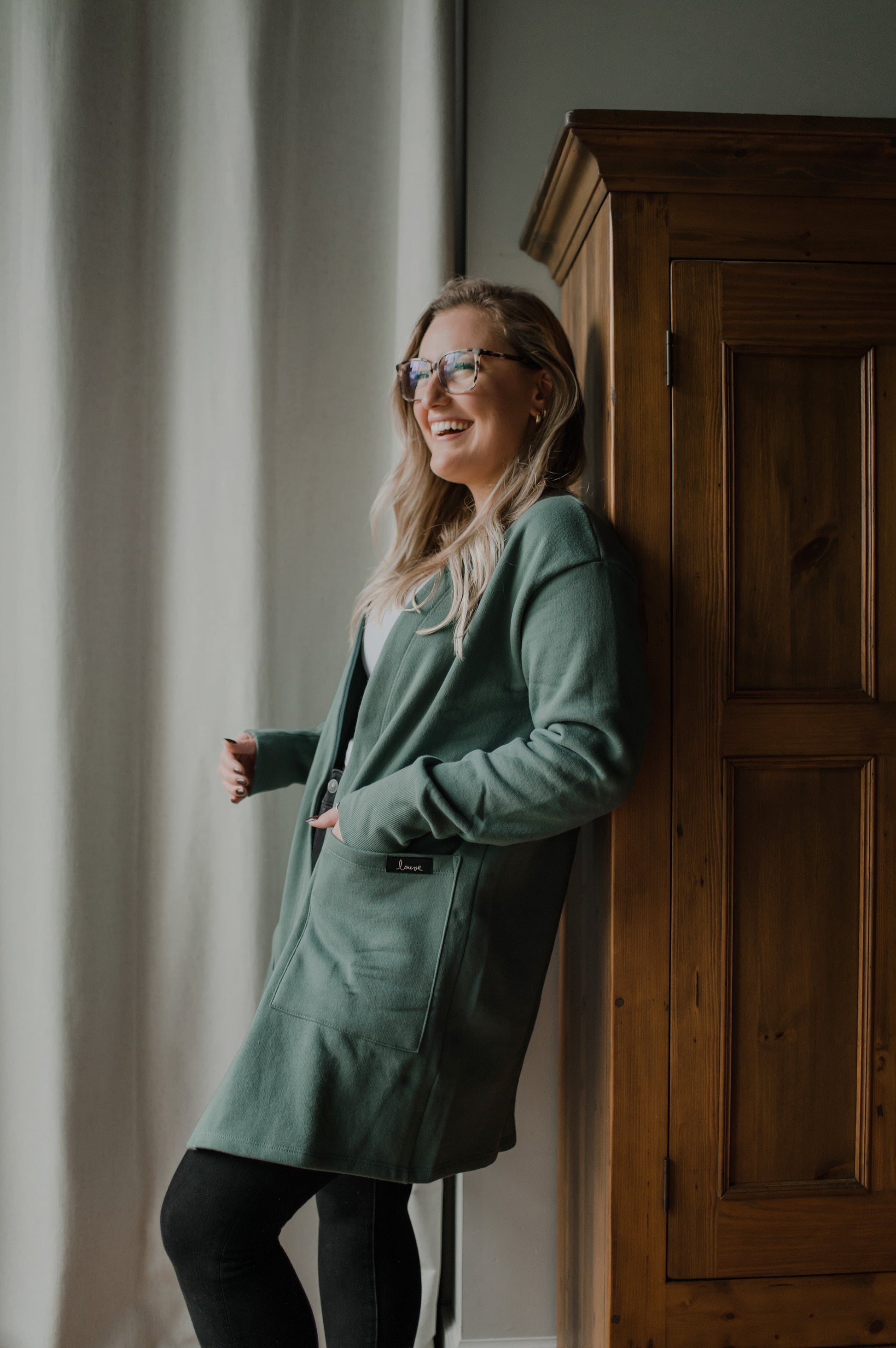 Cardigan ouaté vert