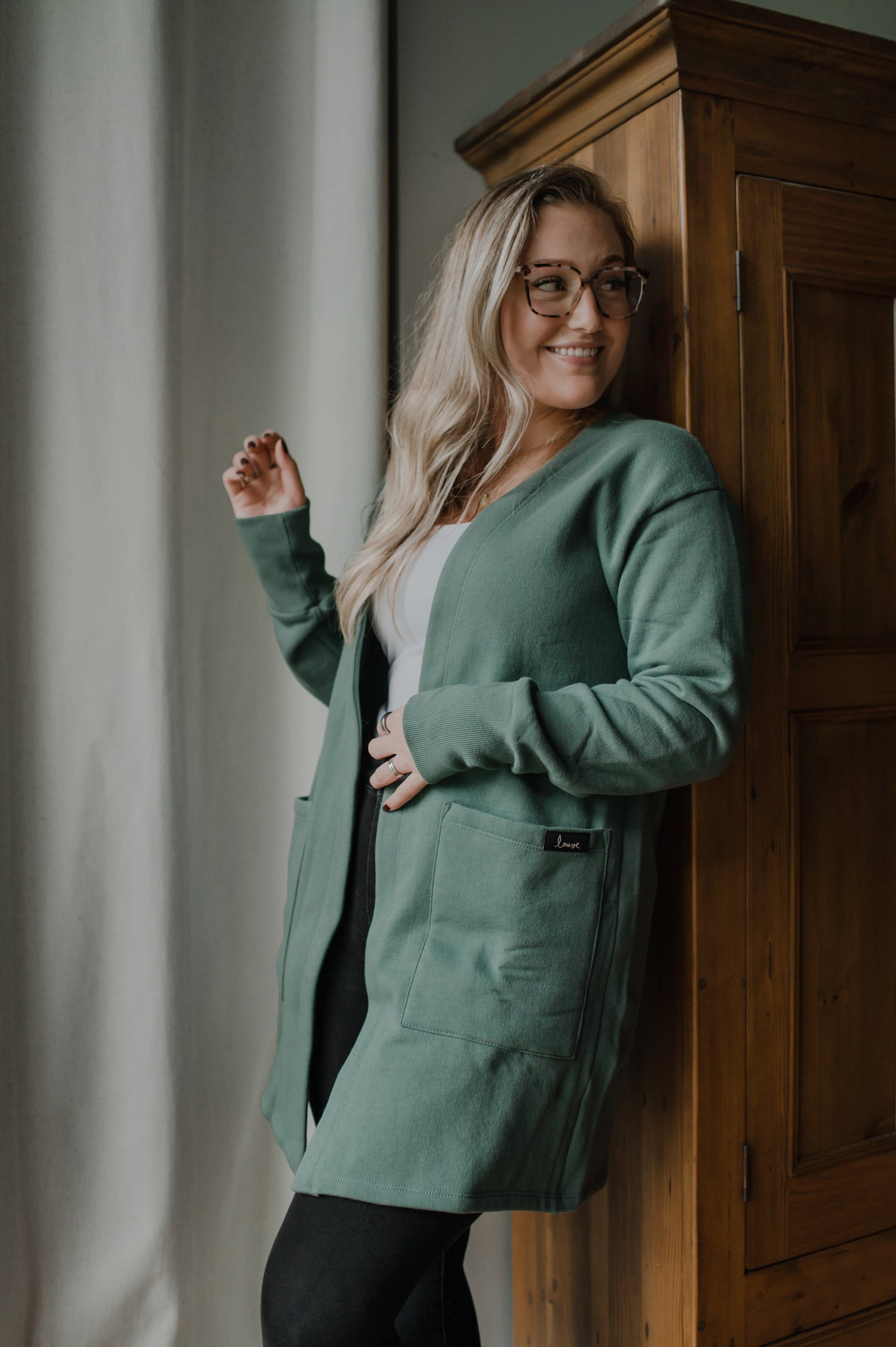 Cardigan ouaté vert