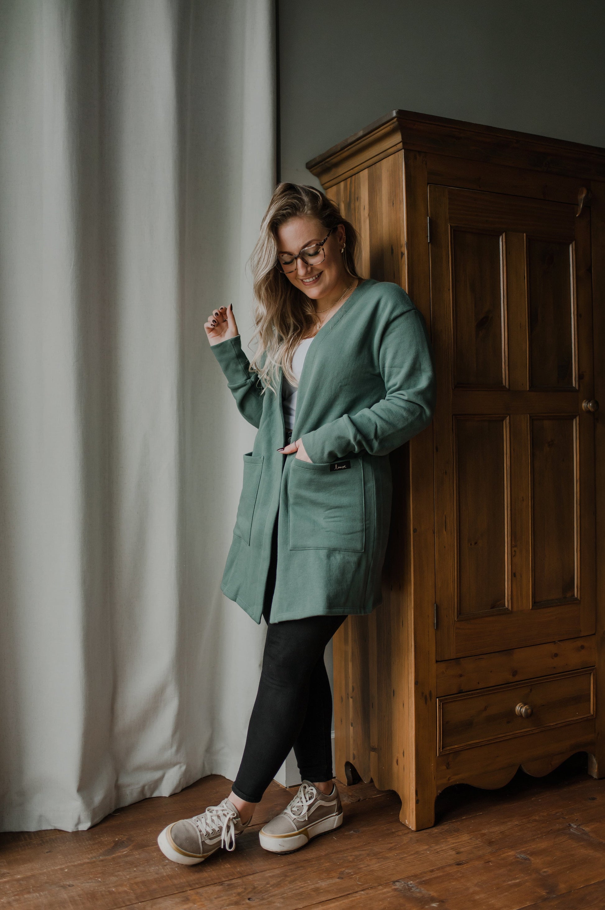 Cardigan ouaté vert