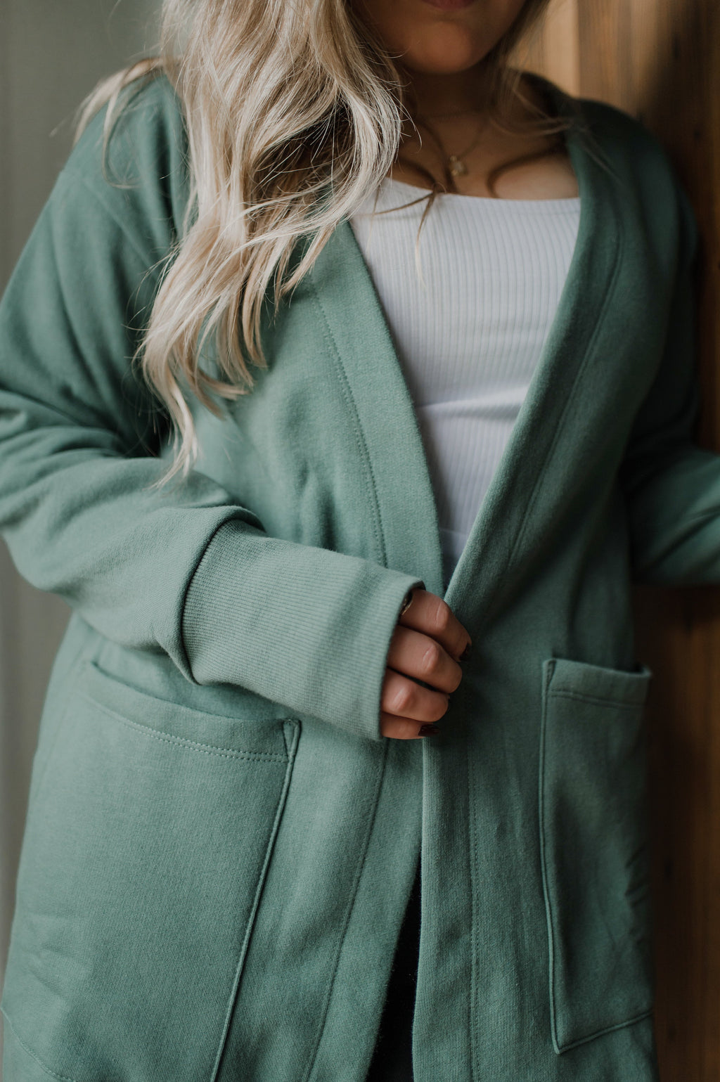 Cardigan ouaté vert