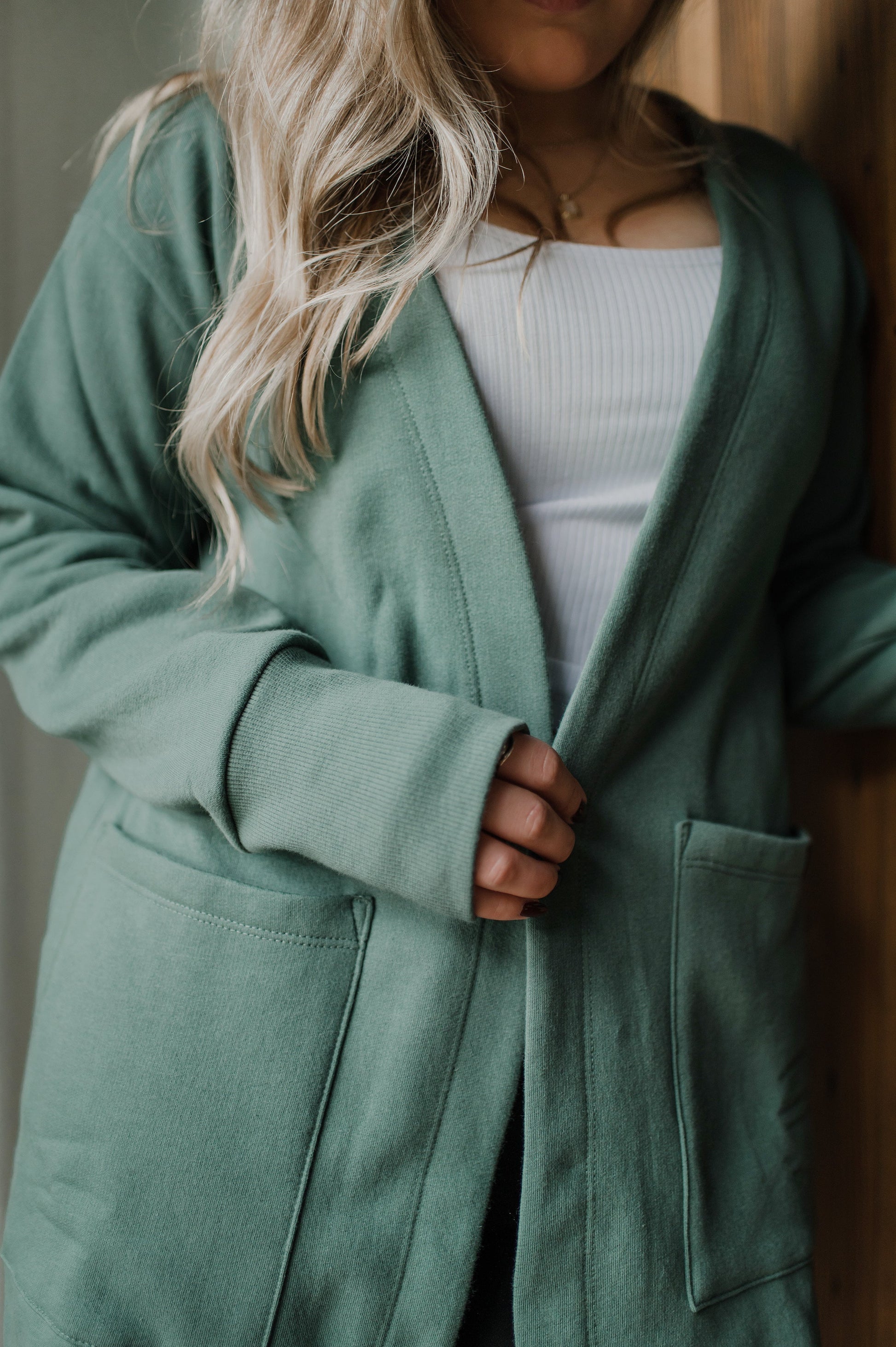 Cardigan ouaté vert
