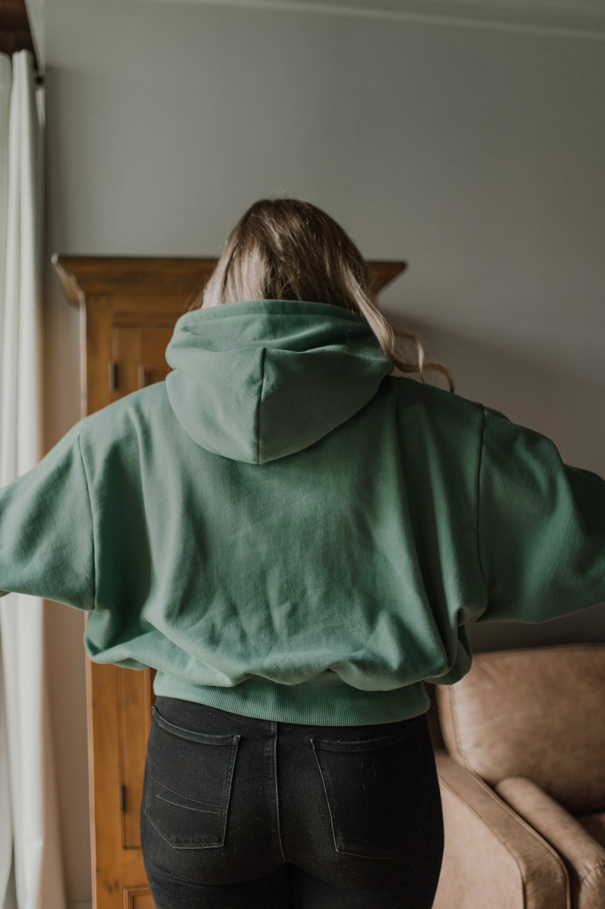 Hoodie Dolman vert en coton