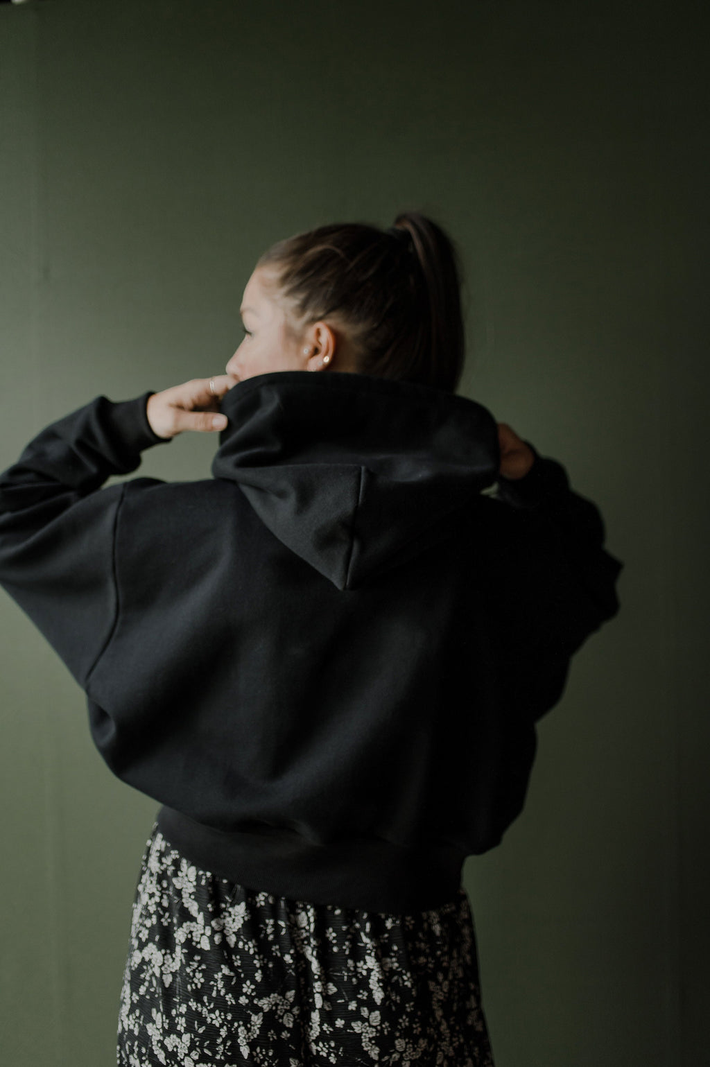 Hoodie Dolman vert en coton