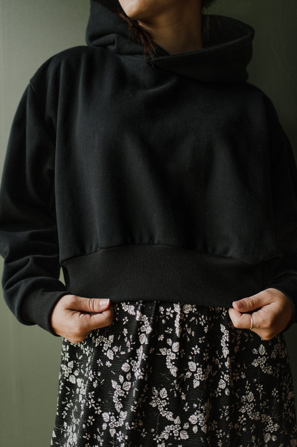 Hoodie Dolman vert en coton