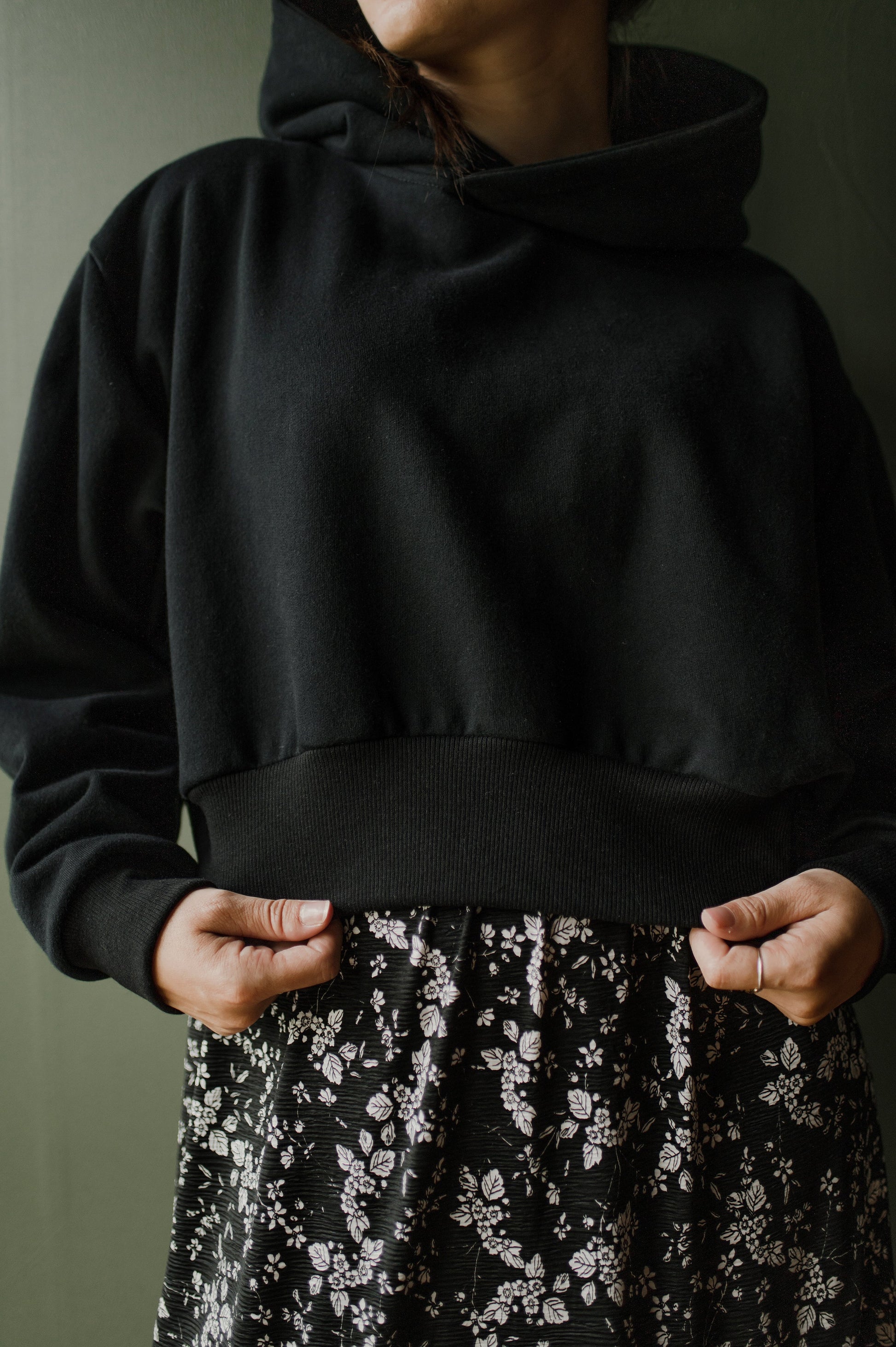 Hoodie Dolman vert en coton