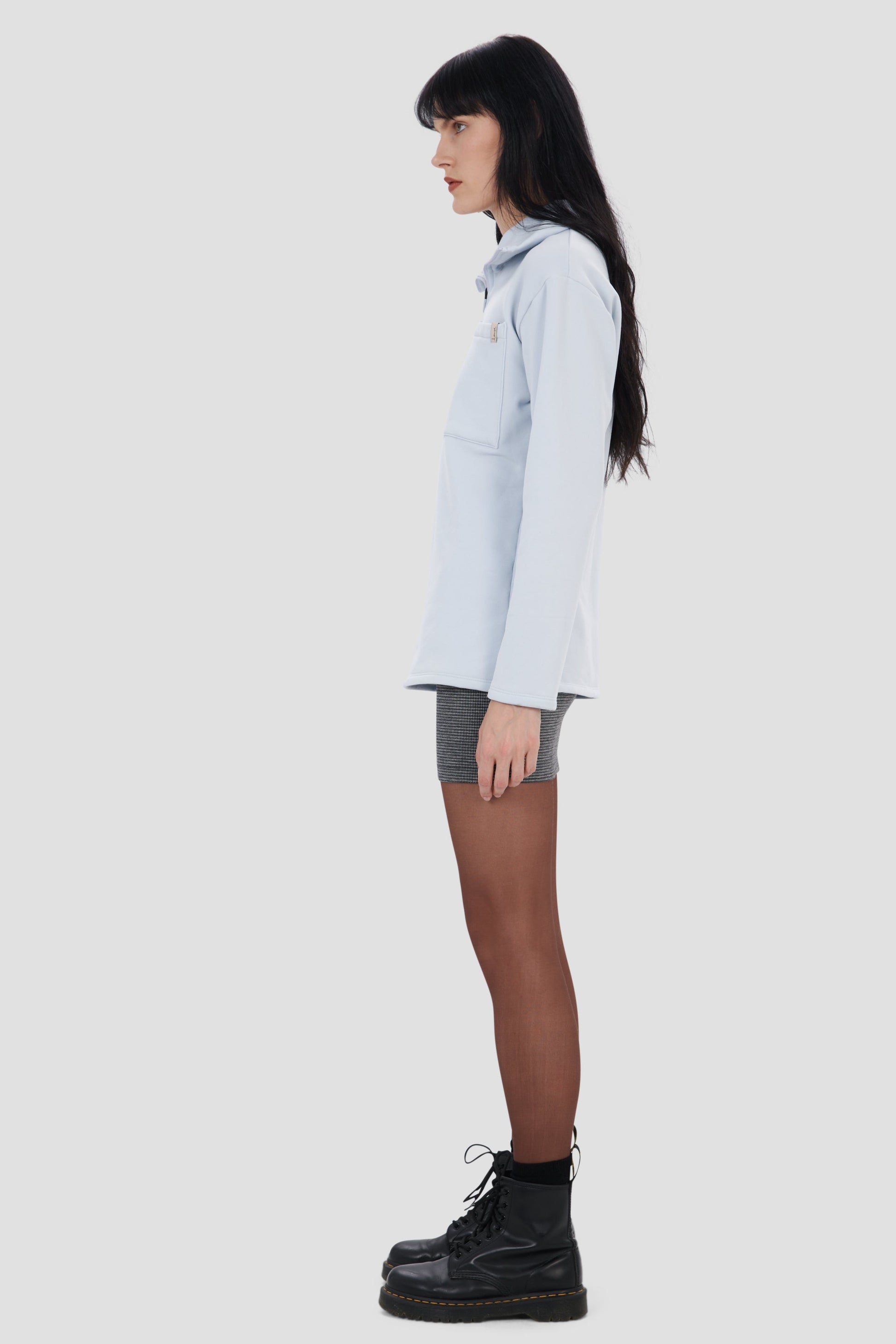 Long Polartec à demi-zip bleu glace