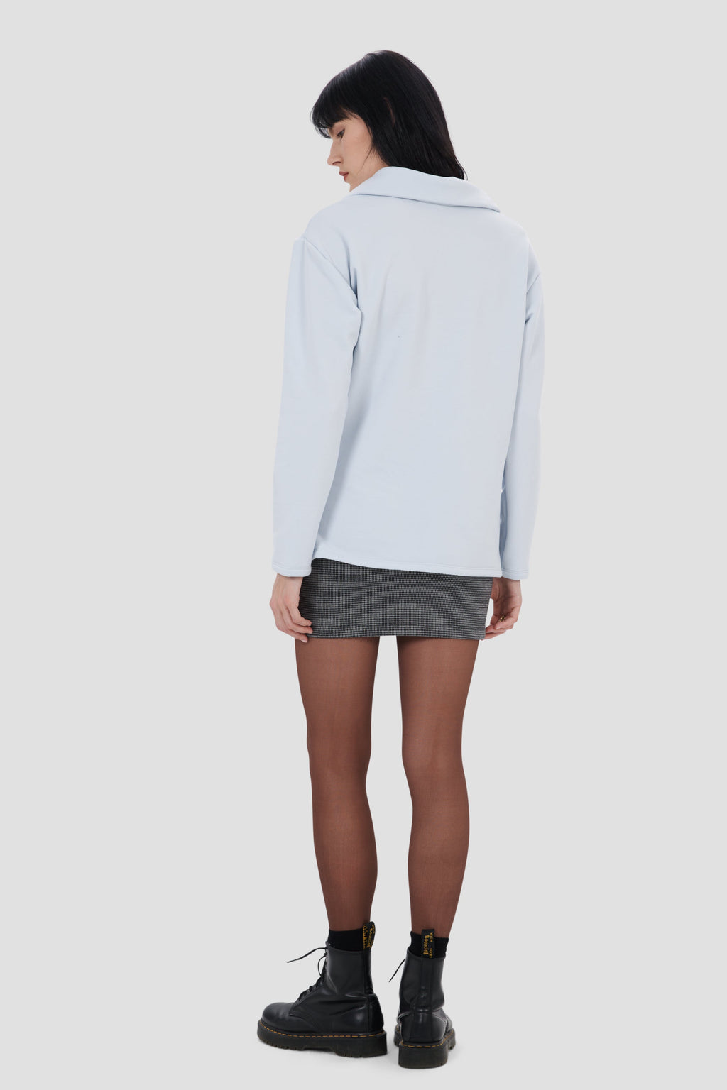 Long Polartec à demi-zip bleu glace
