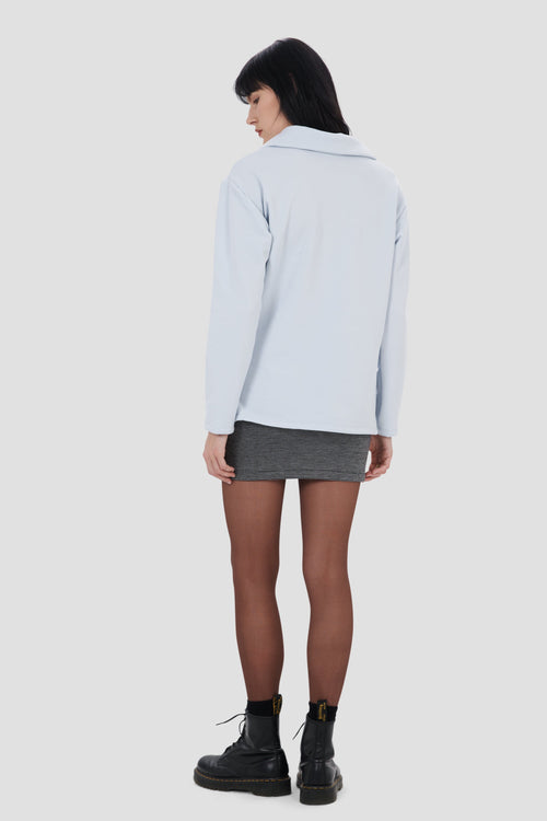 Long Polartec à demi-zip bleu glace