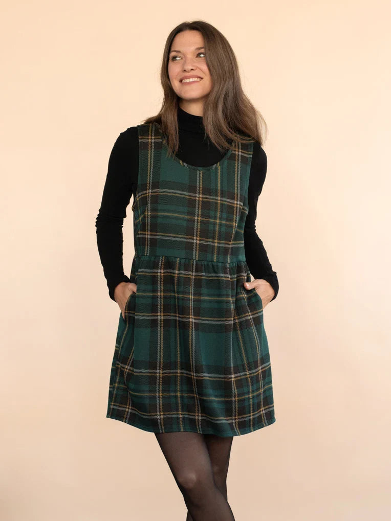 Robe Babydoll à Carreaux Verts Leyna