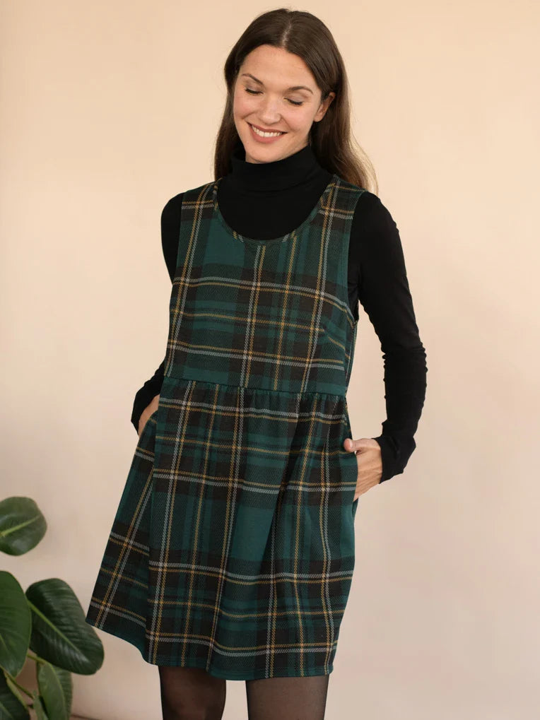 Robe Babydoll à Carreaux Verts Leyna