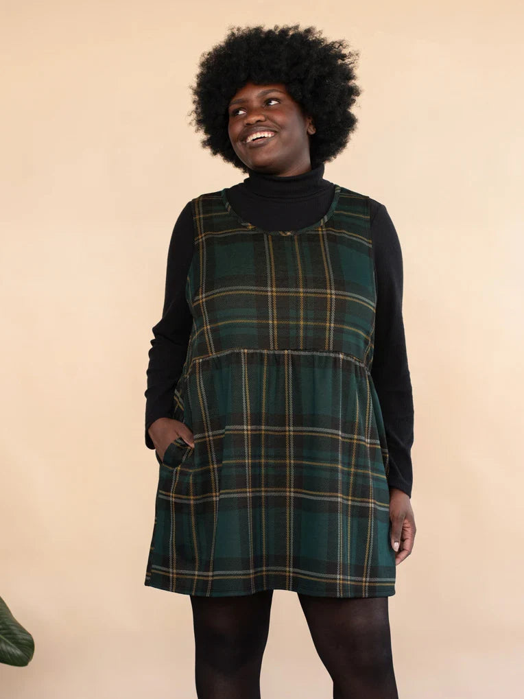 Robe Babydoll à Carreaux Verts Leyna