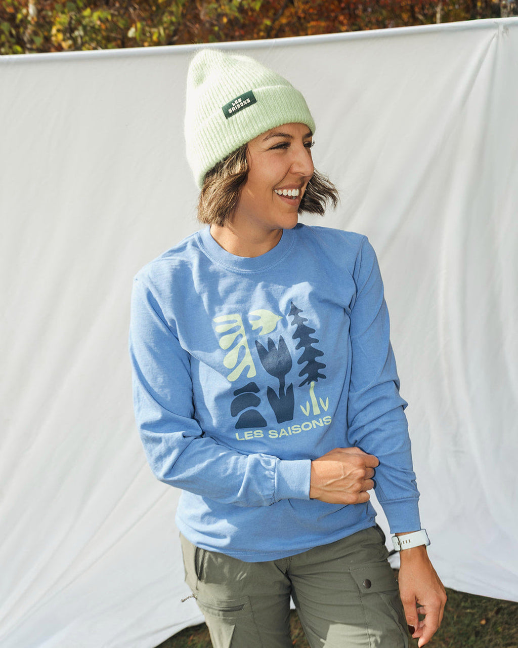 T-shirt bleu unisexe à manches longues - Les Saisons