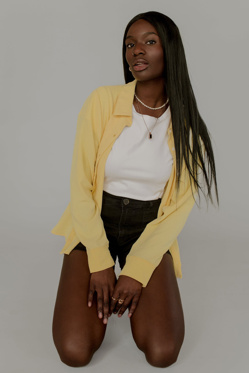 Chemise courte jaune