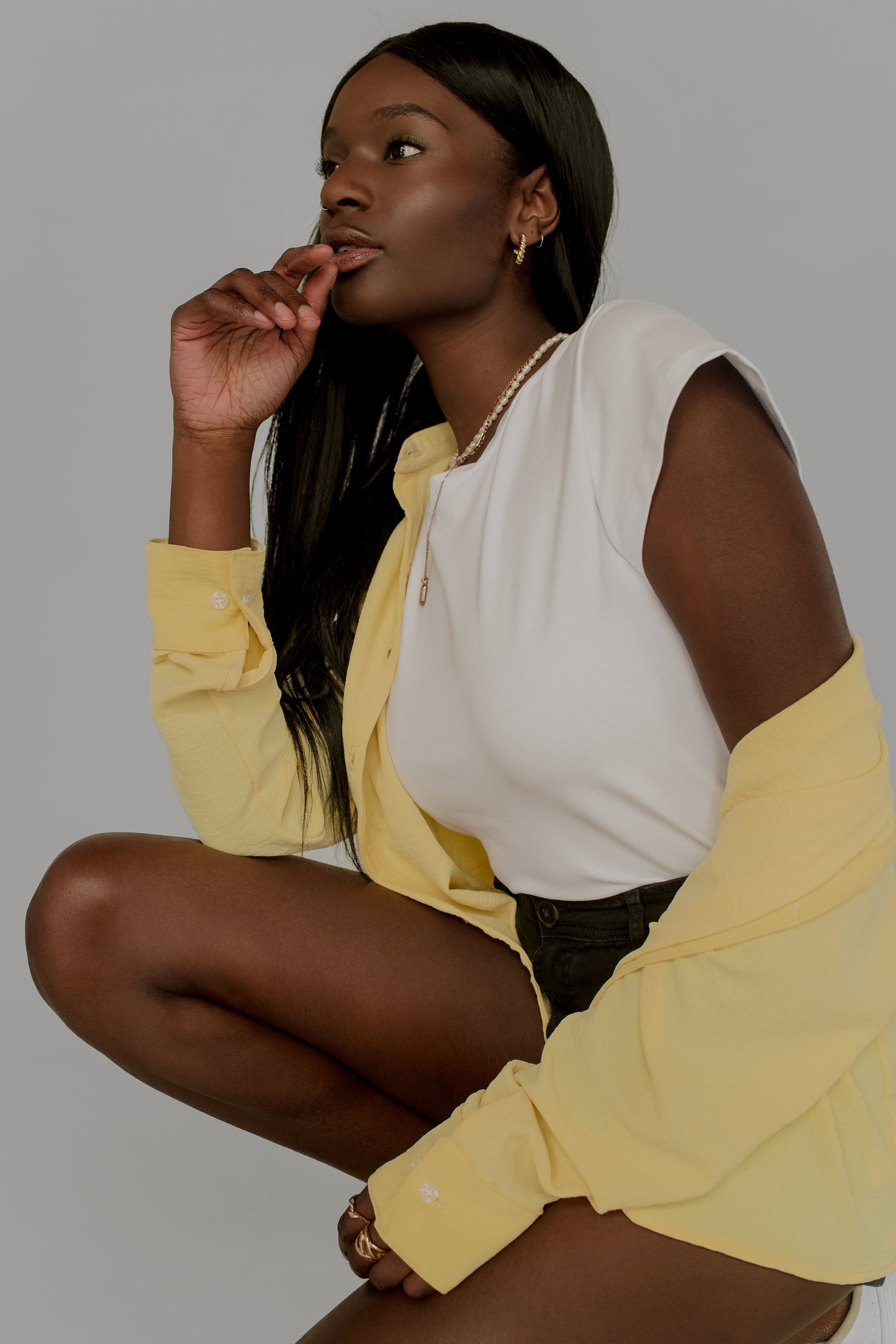 Chemise courte jaune
