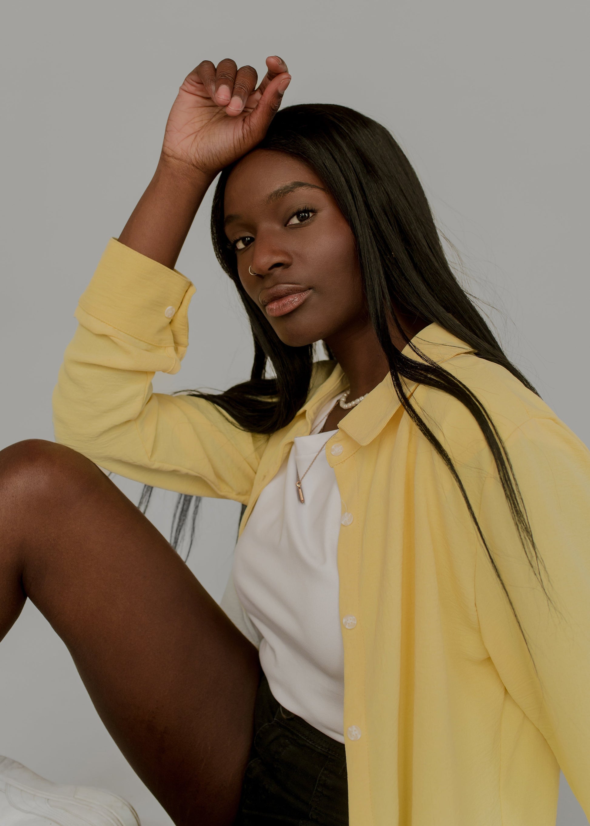 Chemise courte jaune