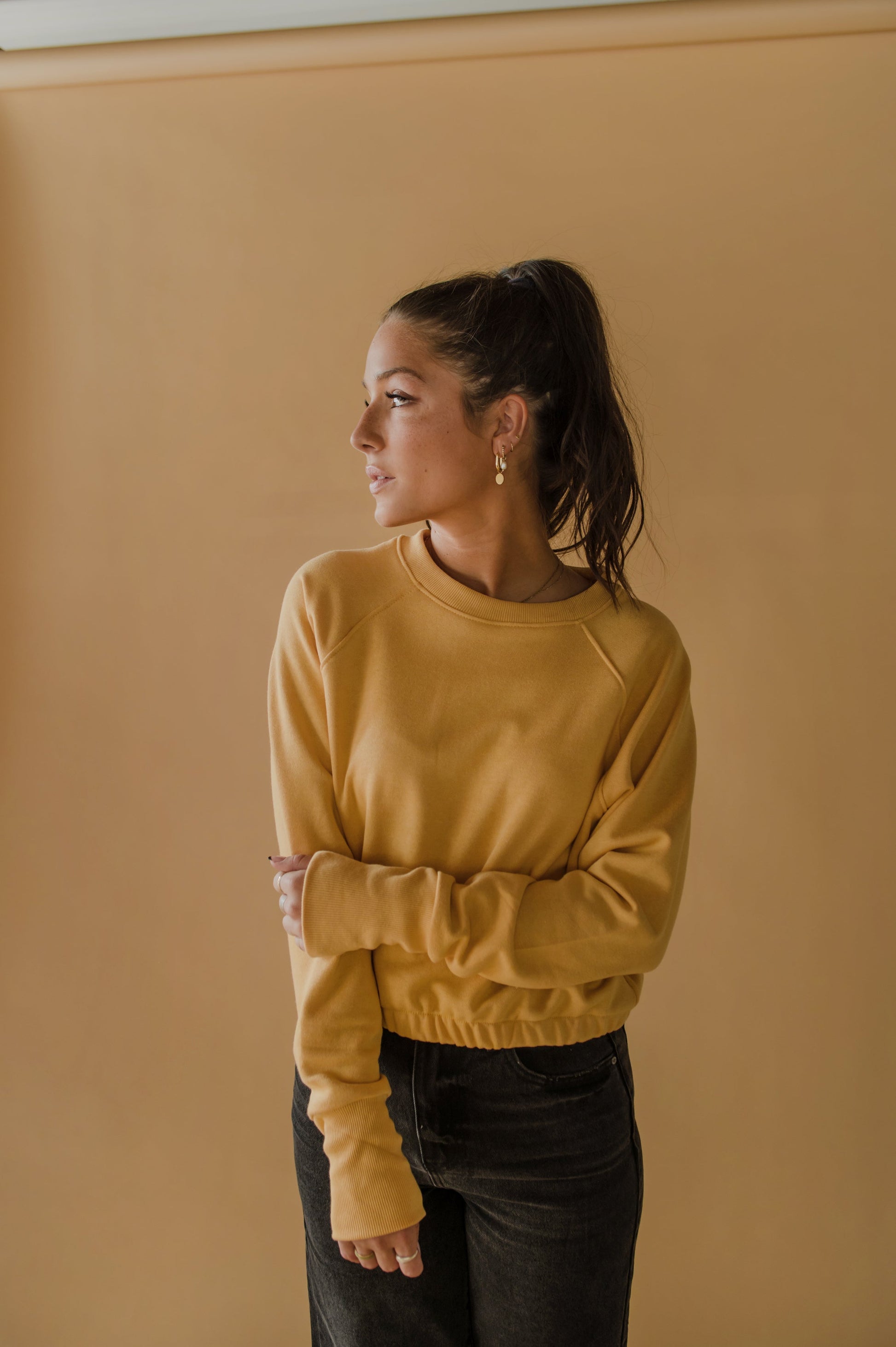 Chandail raglan élastique jaune