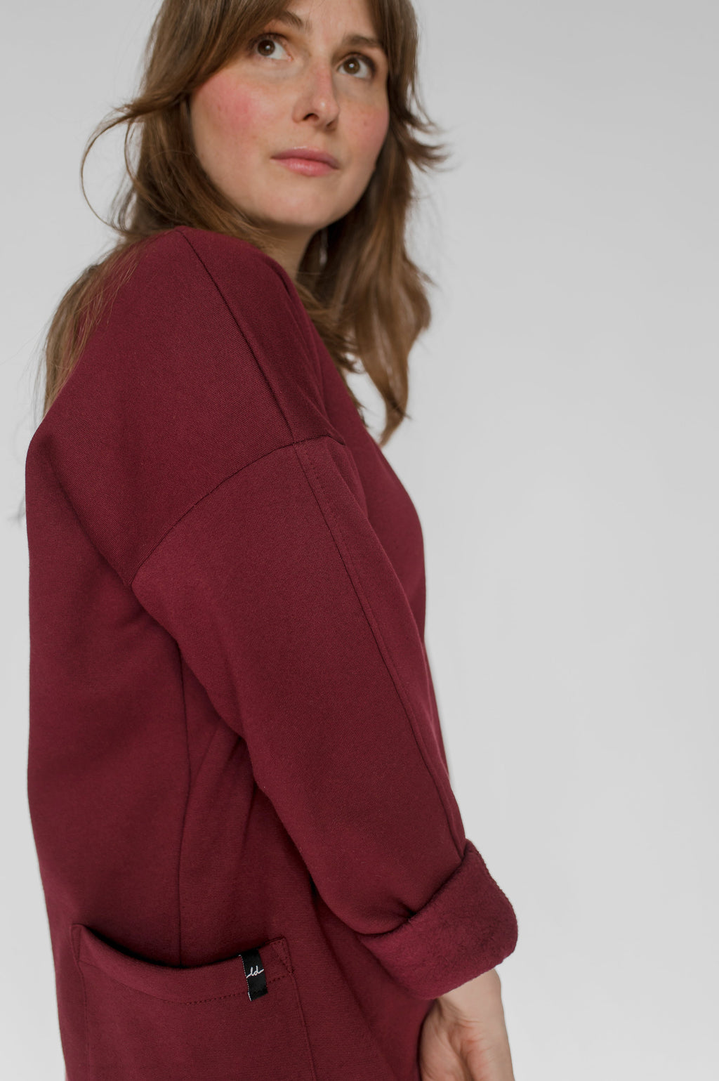 Robe col bateau rouge bordeaux