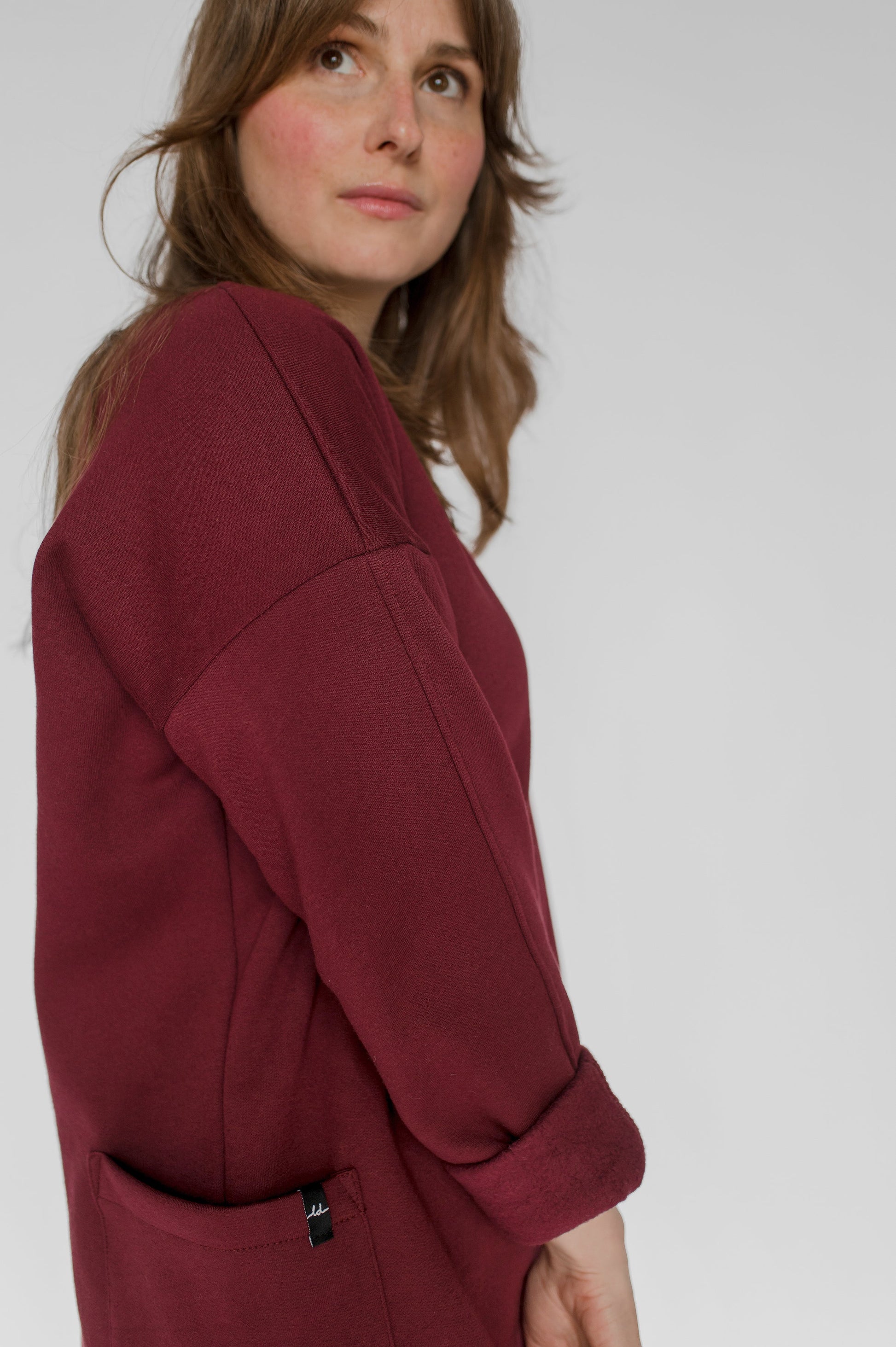 Robe col bateau rouge bordeaux