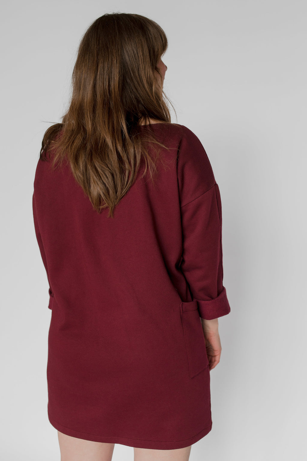 Robe col bateau rouge bordeaux
