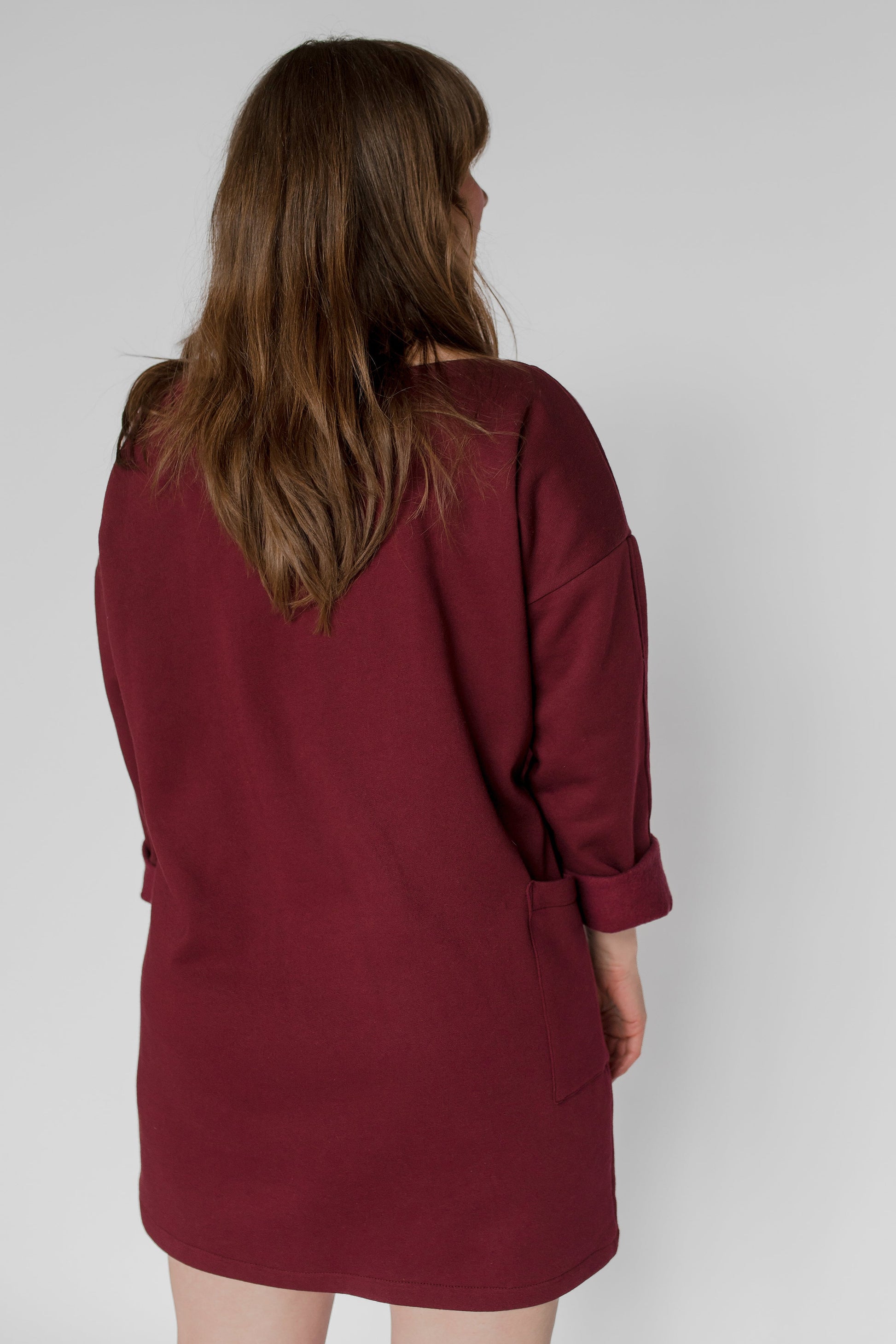Robe col bateau rouge bordeaux