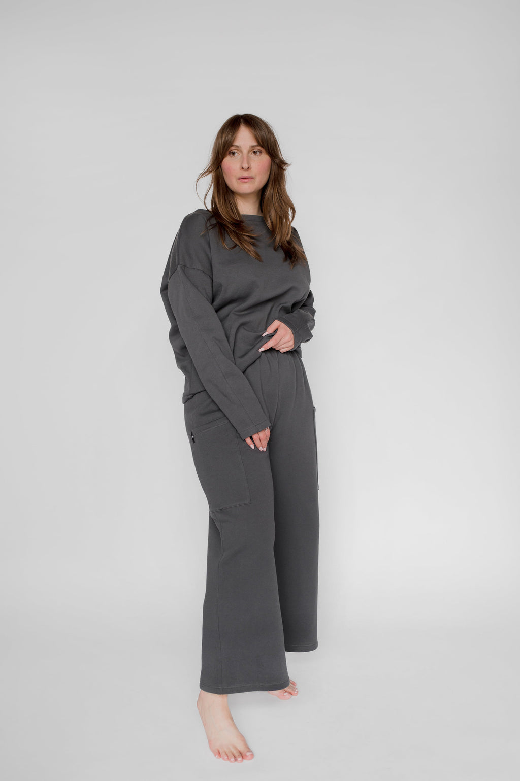 Pantalon cargo molleton blanc crème