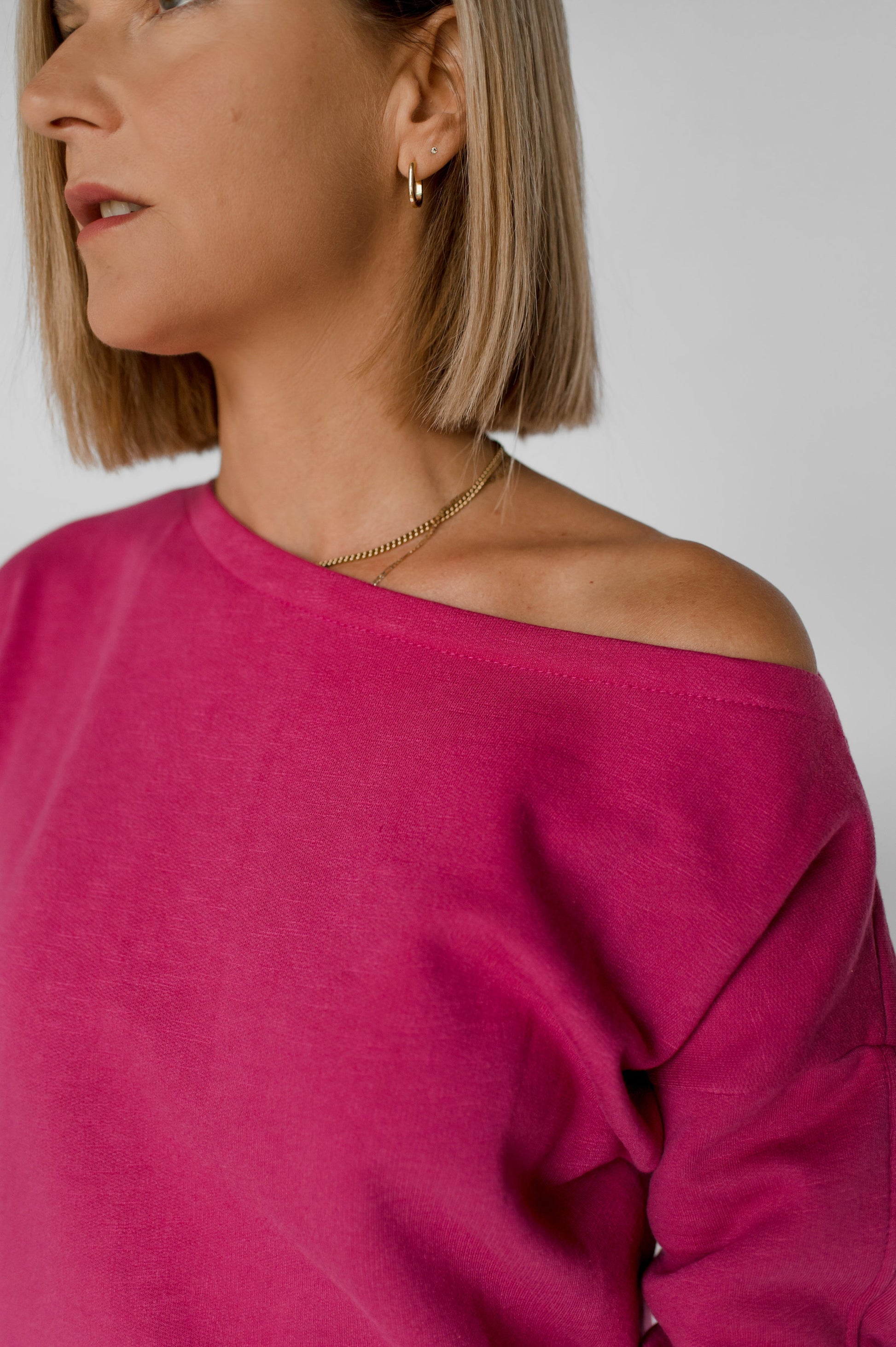 Robe col bateau rose