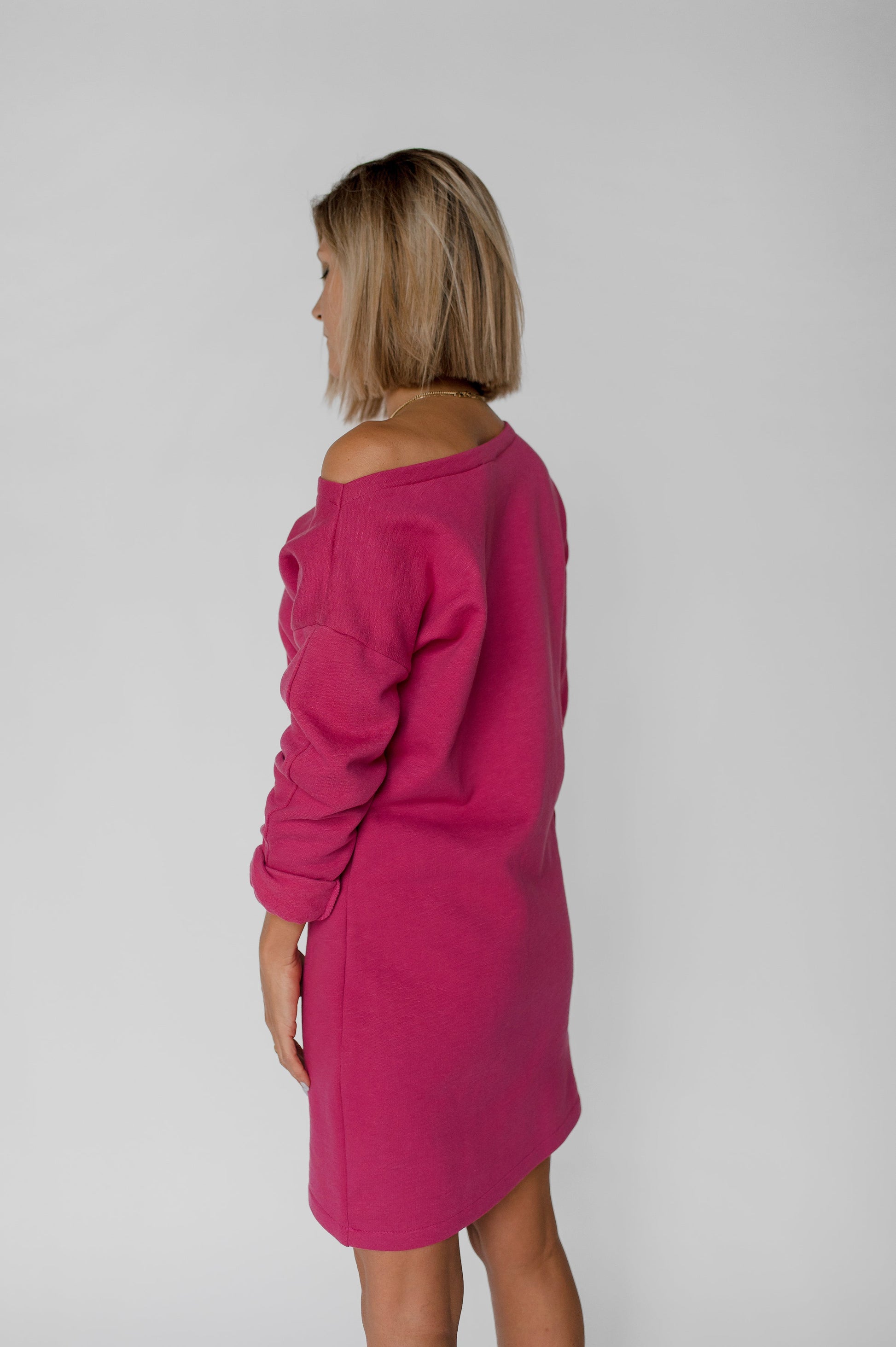 Robe col bateau rose