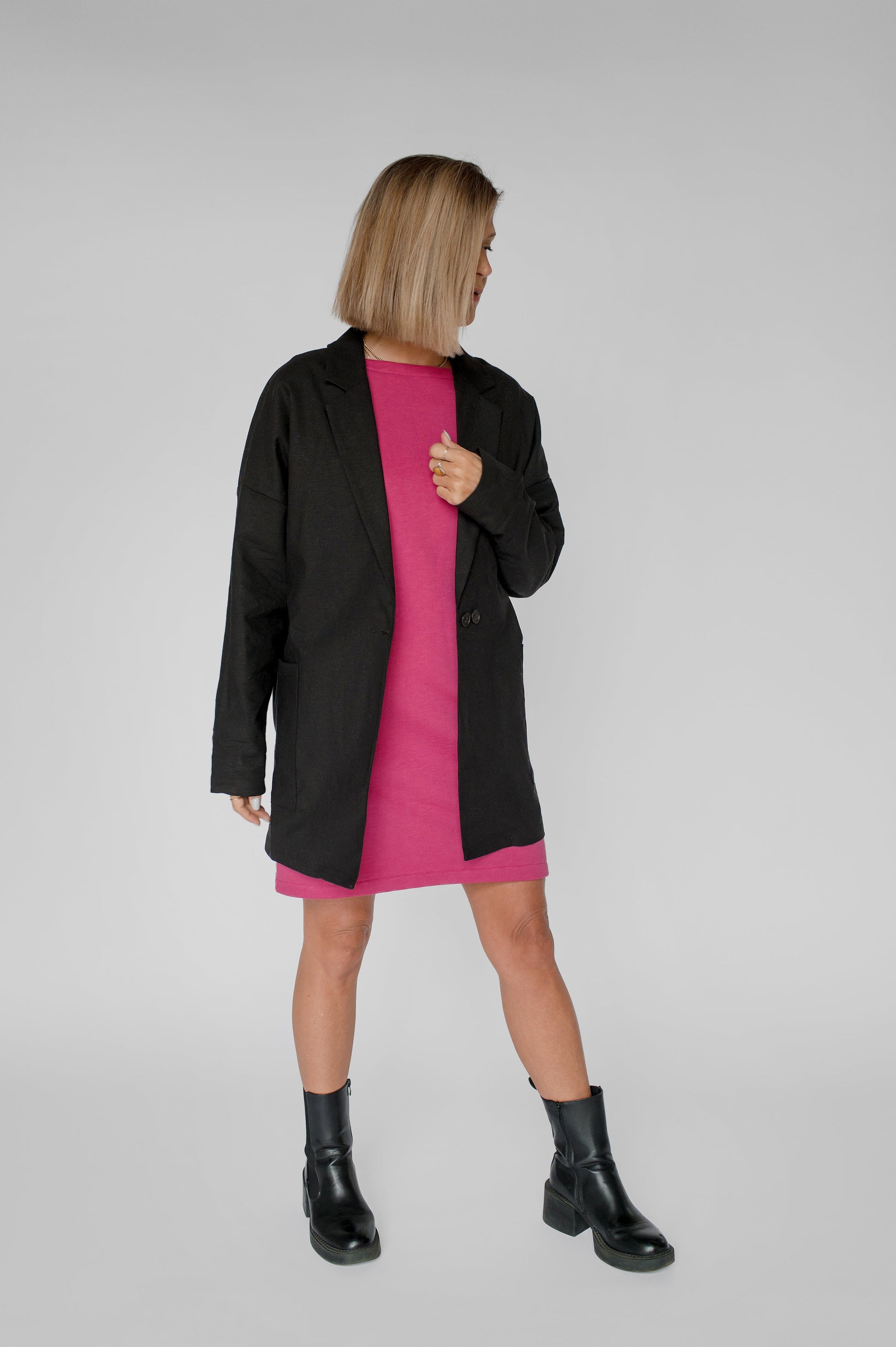 Robe col bateau rose