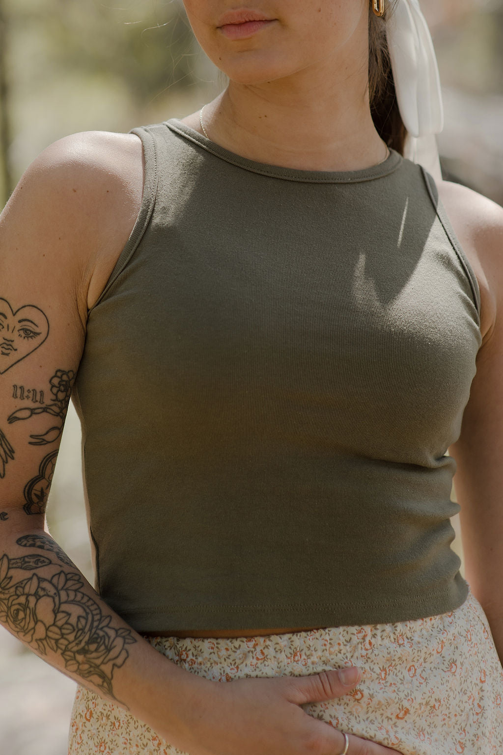 Camisole kaki (tissu upcyclé)