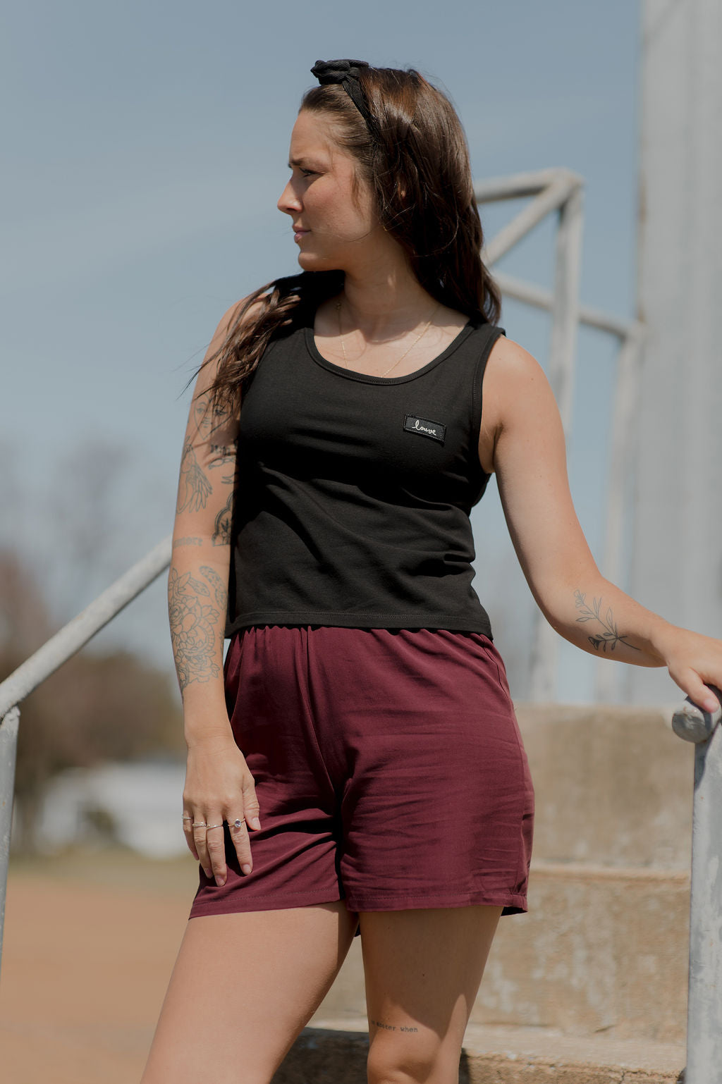 Short taille haute bordeaux