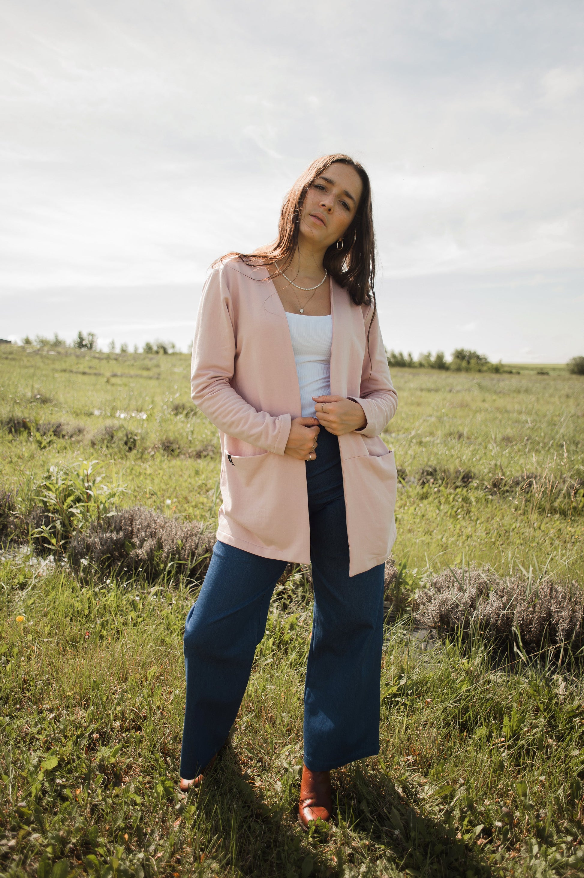 Cardigan Amor rose pâle