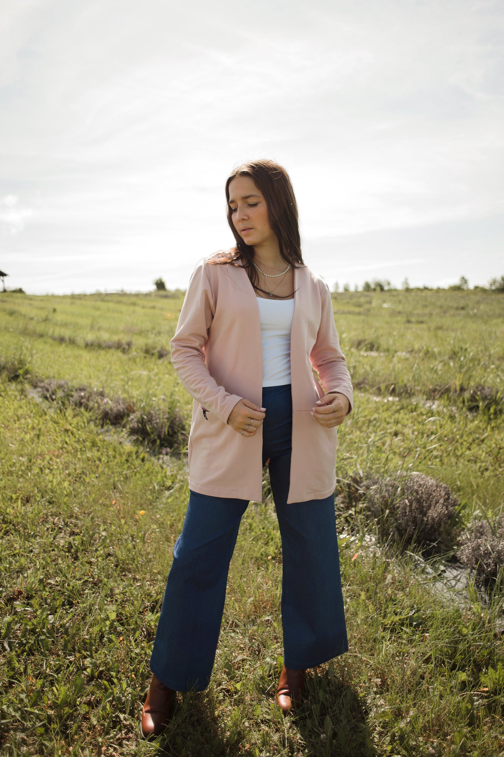 Cardigan Amor rose pâle