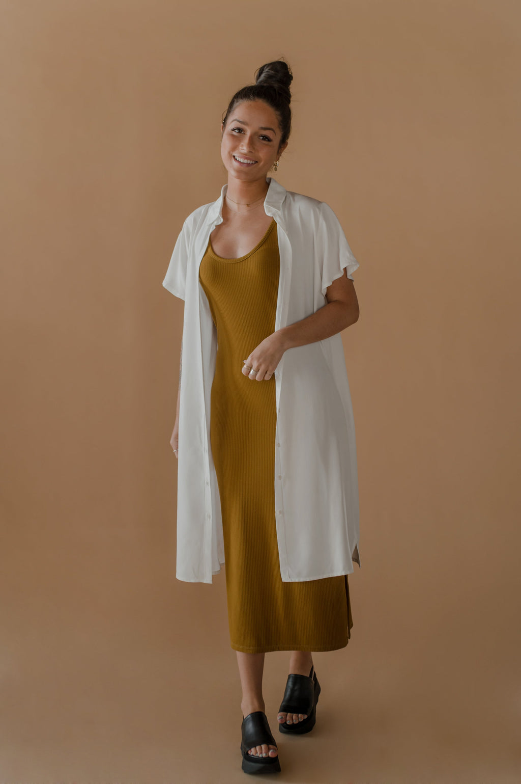 Robe bodycon maxi côtelée élégante