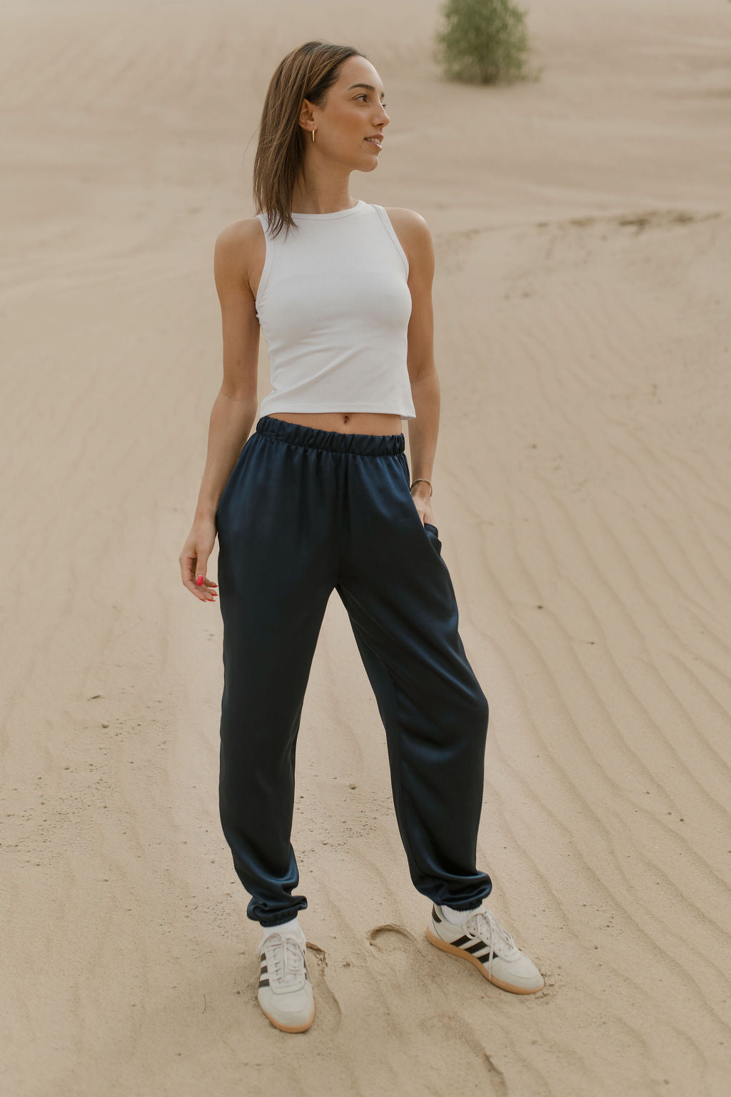 Jogger satin noir