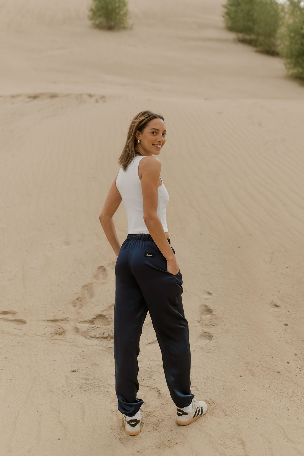 Jogger satin noir