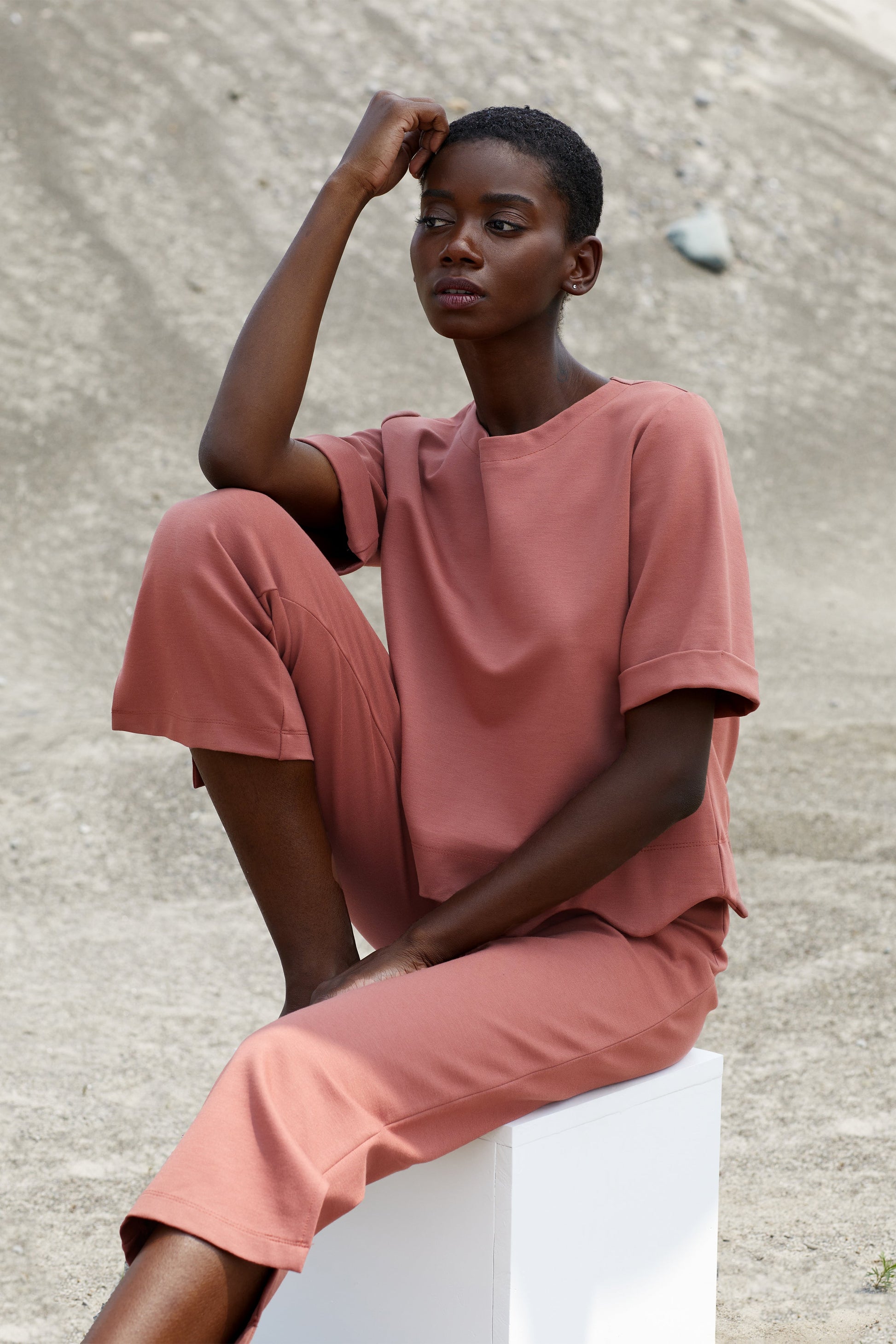 Pantalon rose coupe droite uni - Pablo