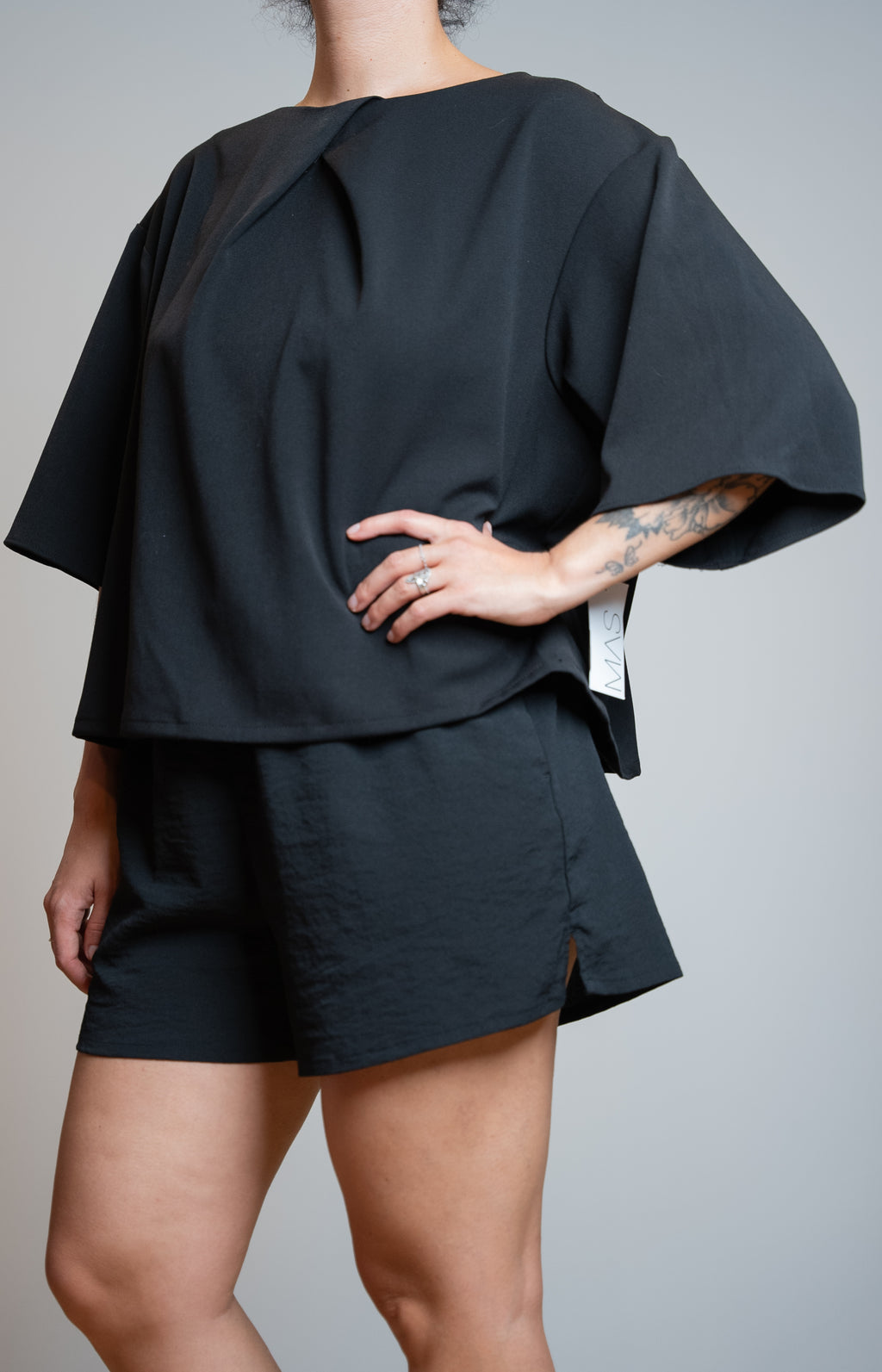 Top Viktoria manche 3/4 - Noir