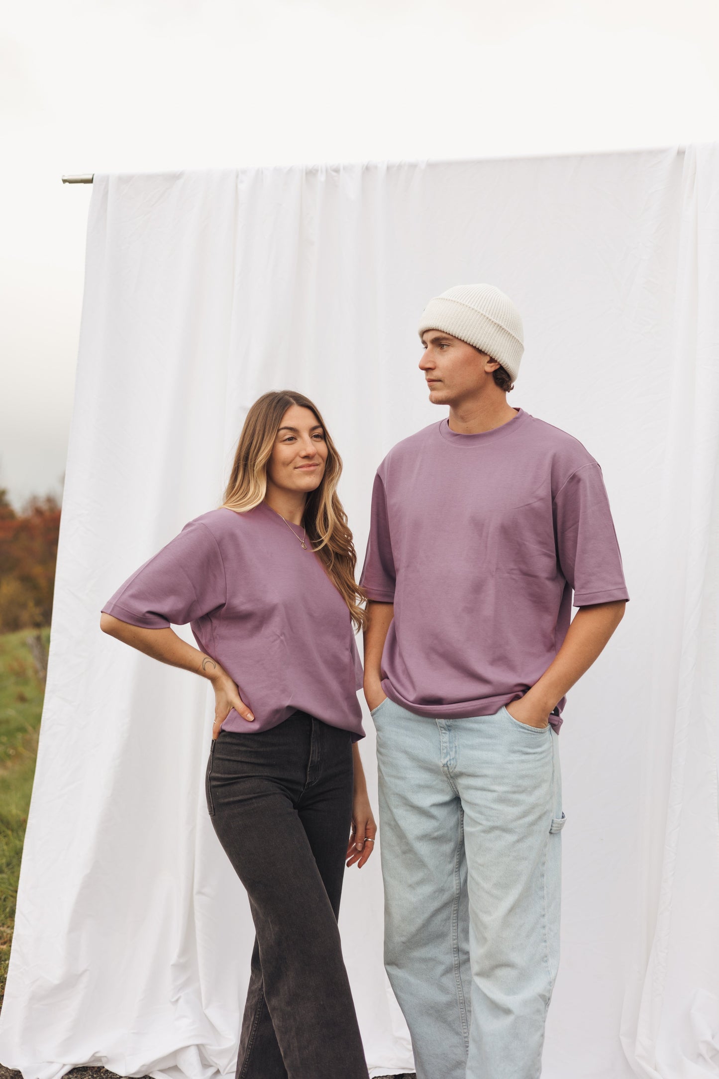 T-shirt Basique Mauve Upcyclé | Coupe Boxy