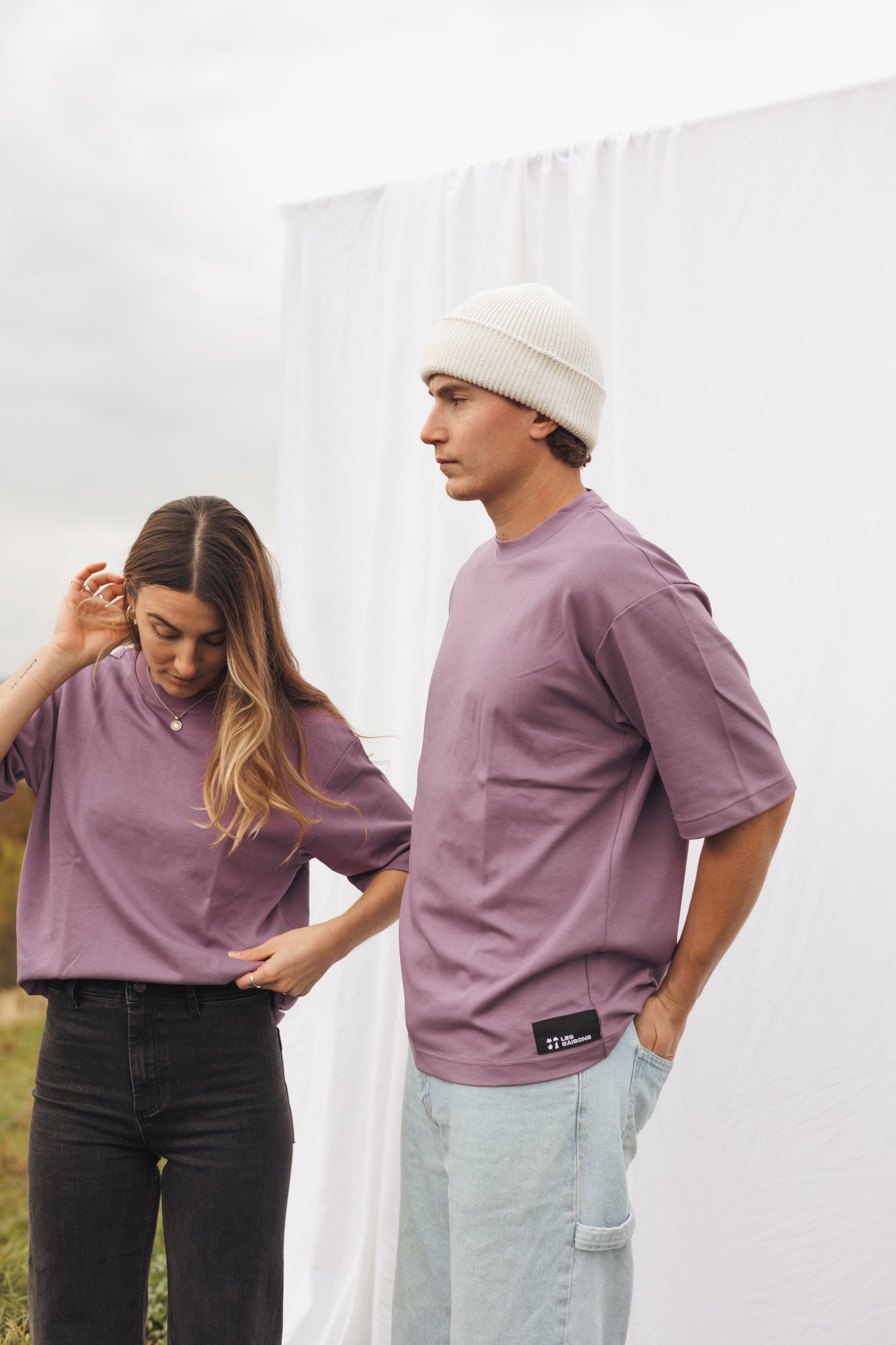 T-shirt Basique Mauve Upcyclé | Coupe Boxy