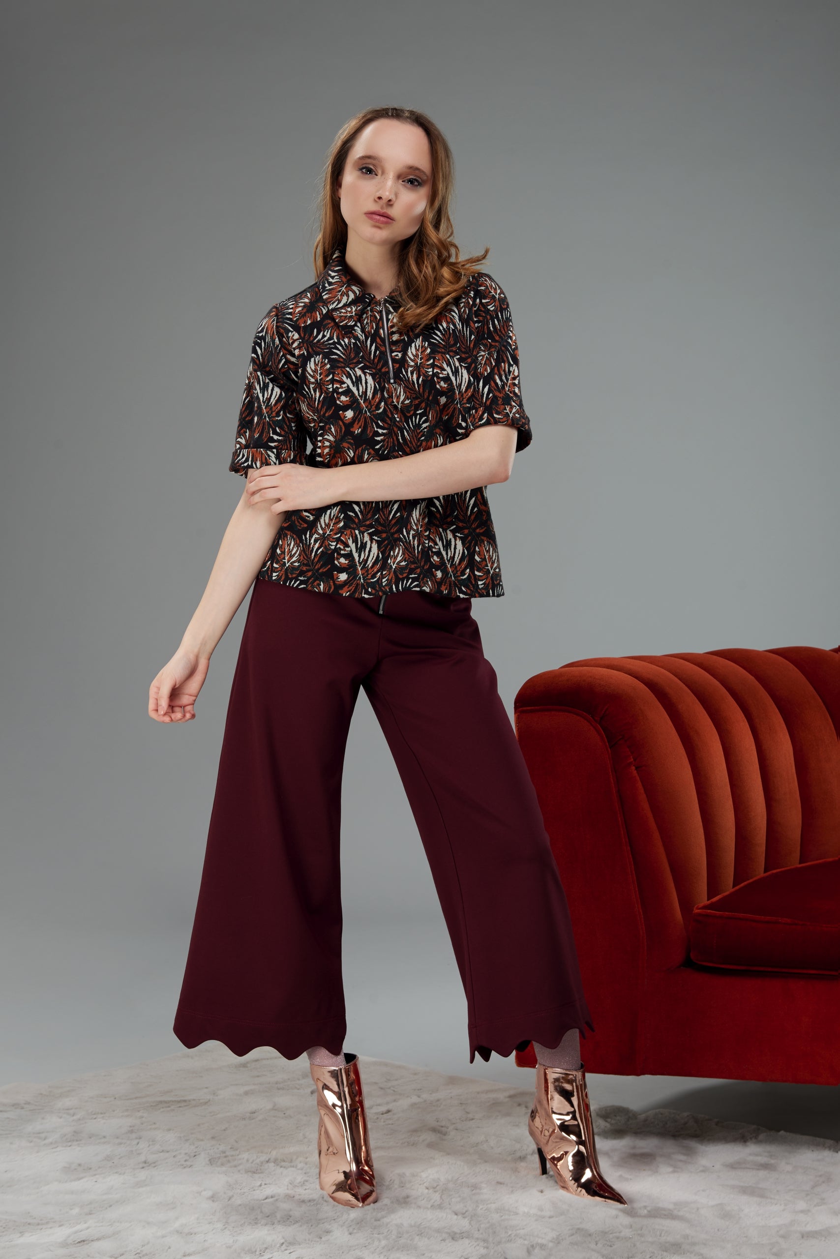 Pantalon bourgone 7/8 - Camelia