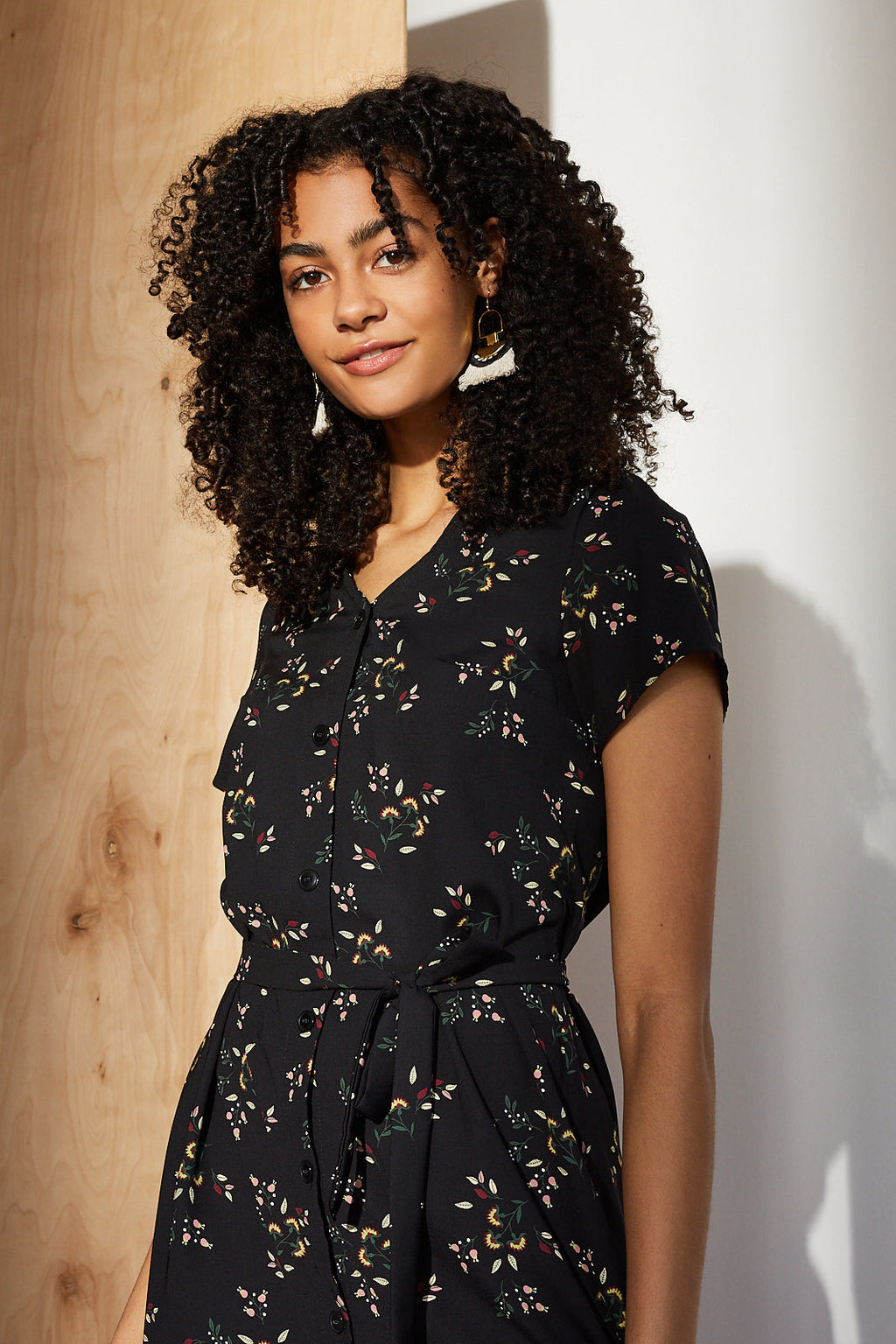 Robe Madison - Voile Fleuri fond Noir