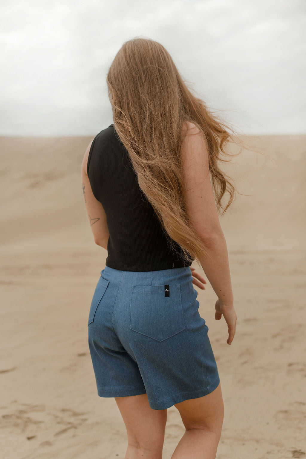 Short à pinces bleu denim