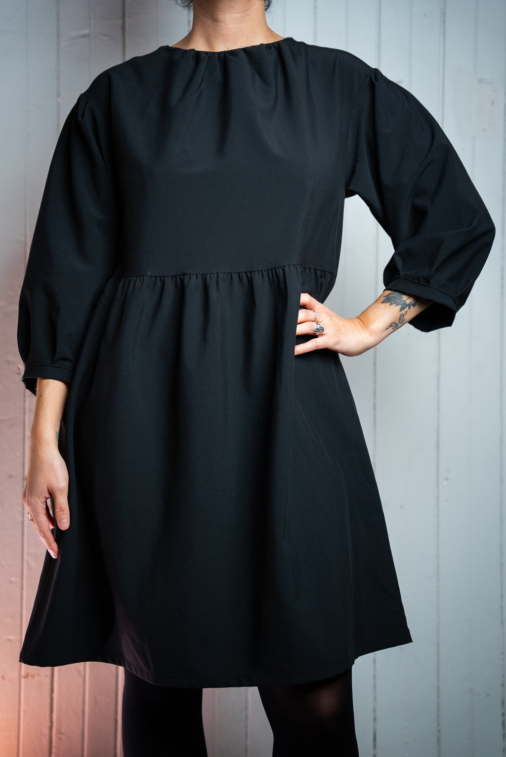 Robe midi Manche ballon - Noir