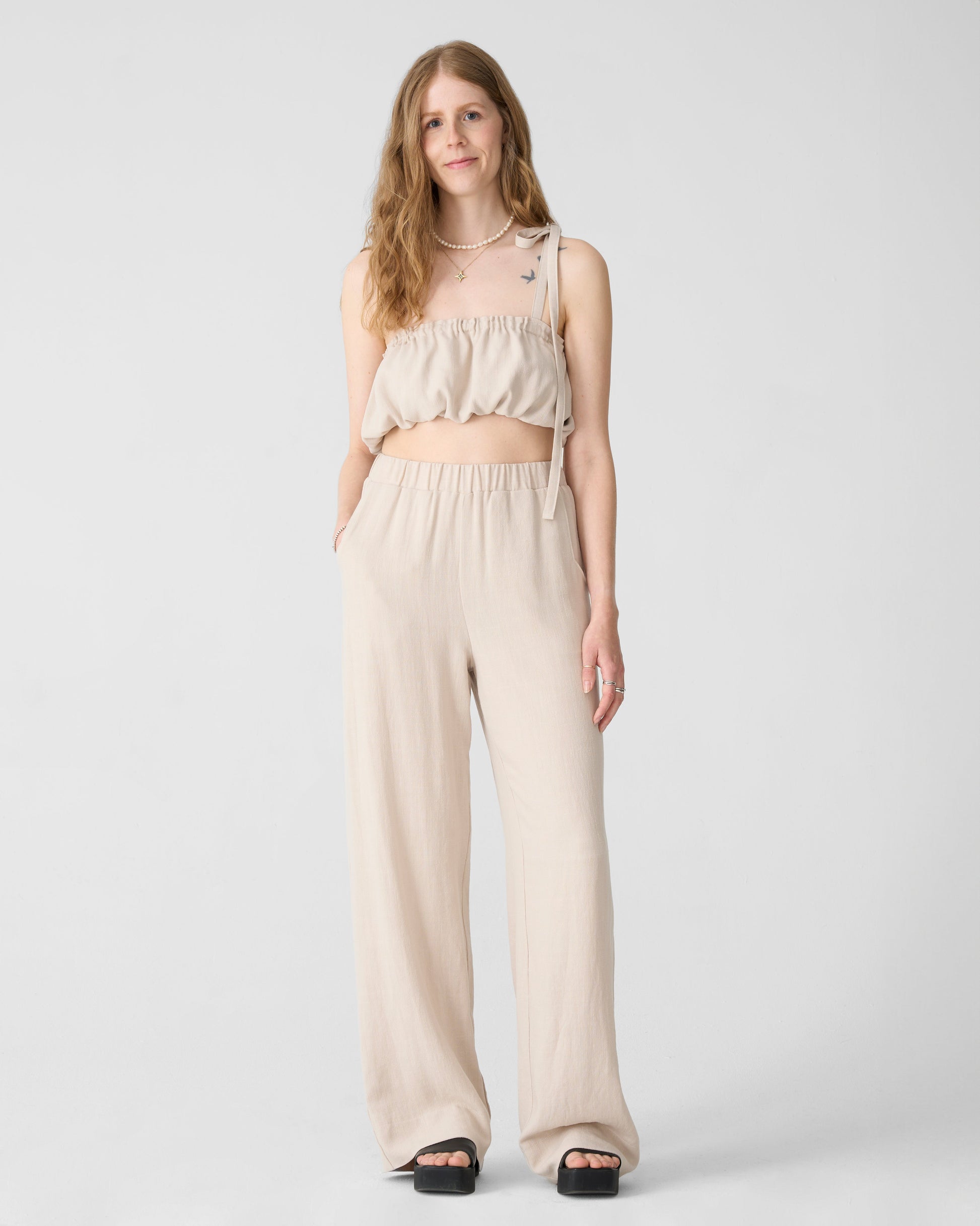 Pantalon sable ample et fluide en lin