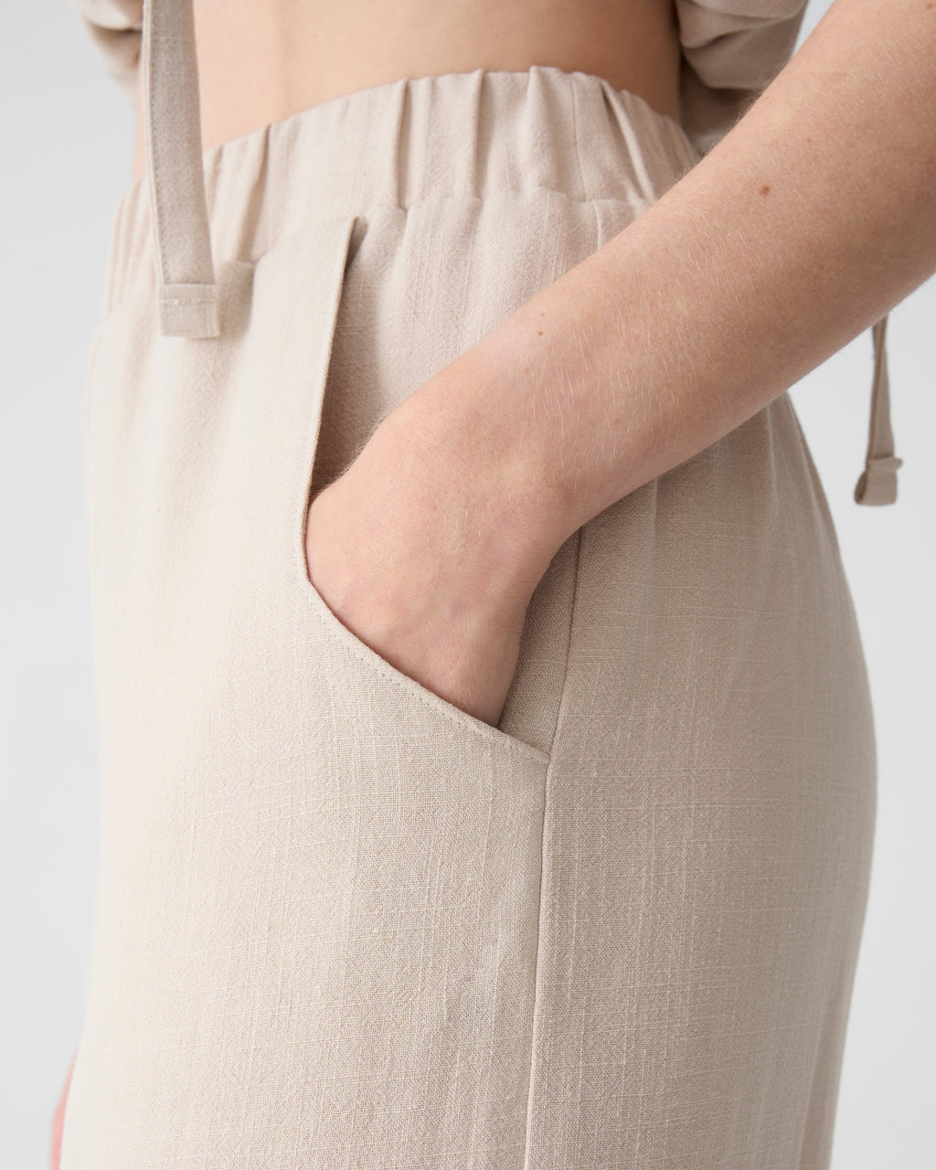 Pantalon sable ample et fluide en lin